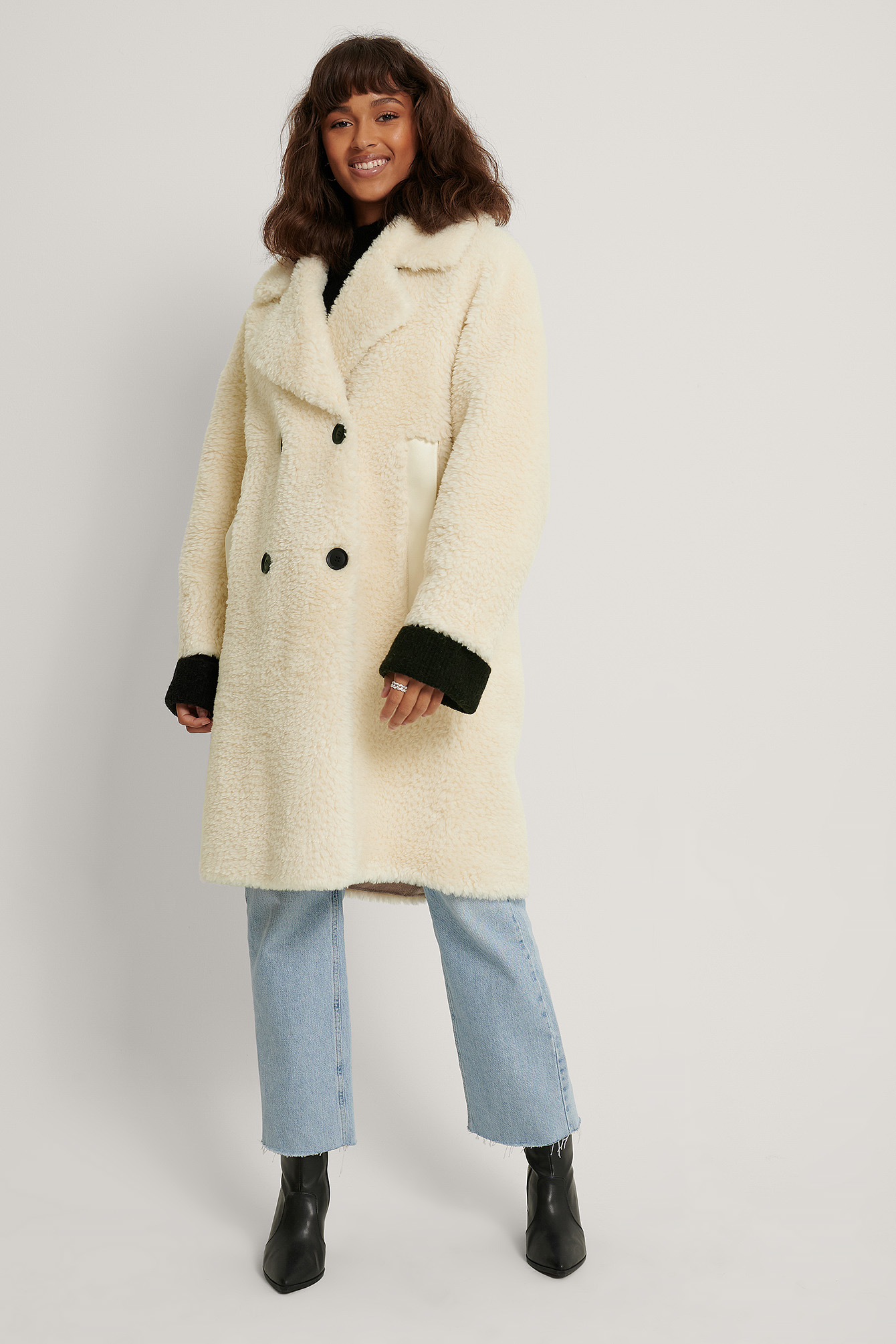 Manteau Long En Peluche Crème | na-kd.fr