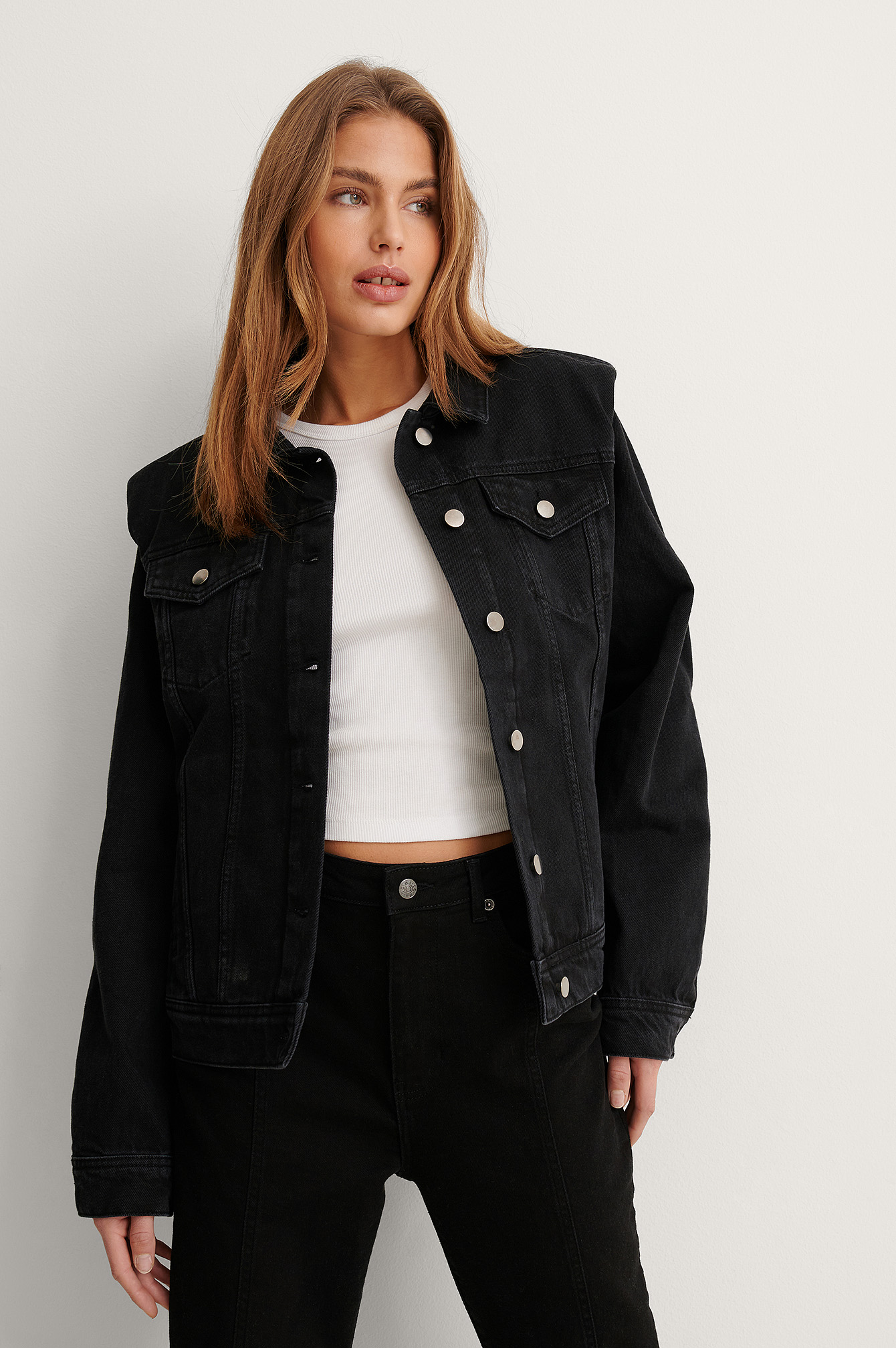 Black Stone Wash Biologique Veste En Jean