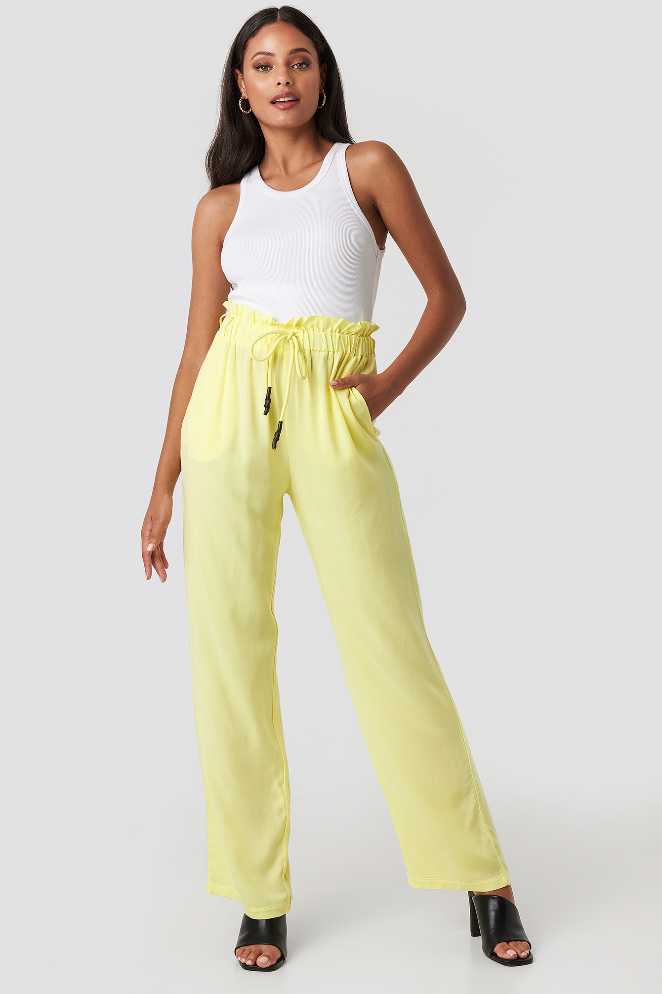 Yellow Paperbag Wide Leg Trousers