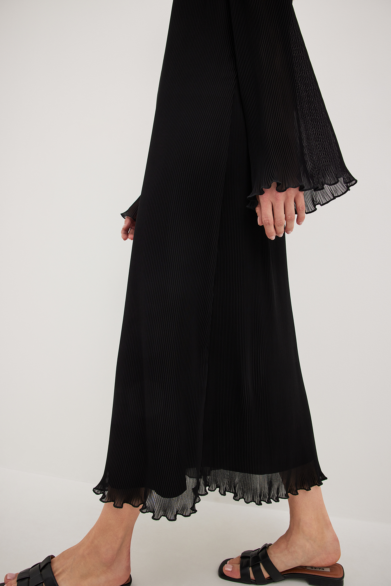 Robe midi plissée Noir