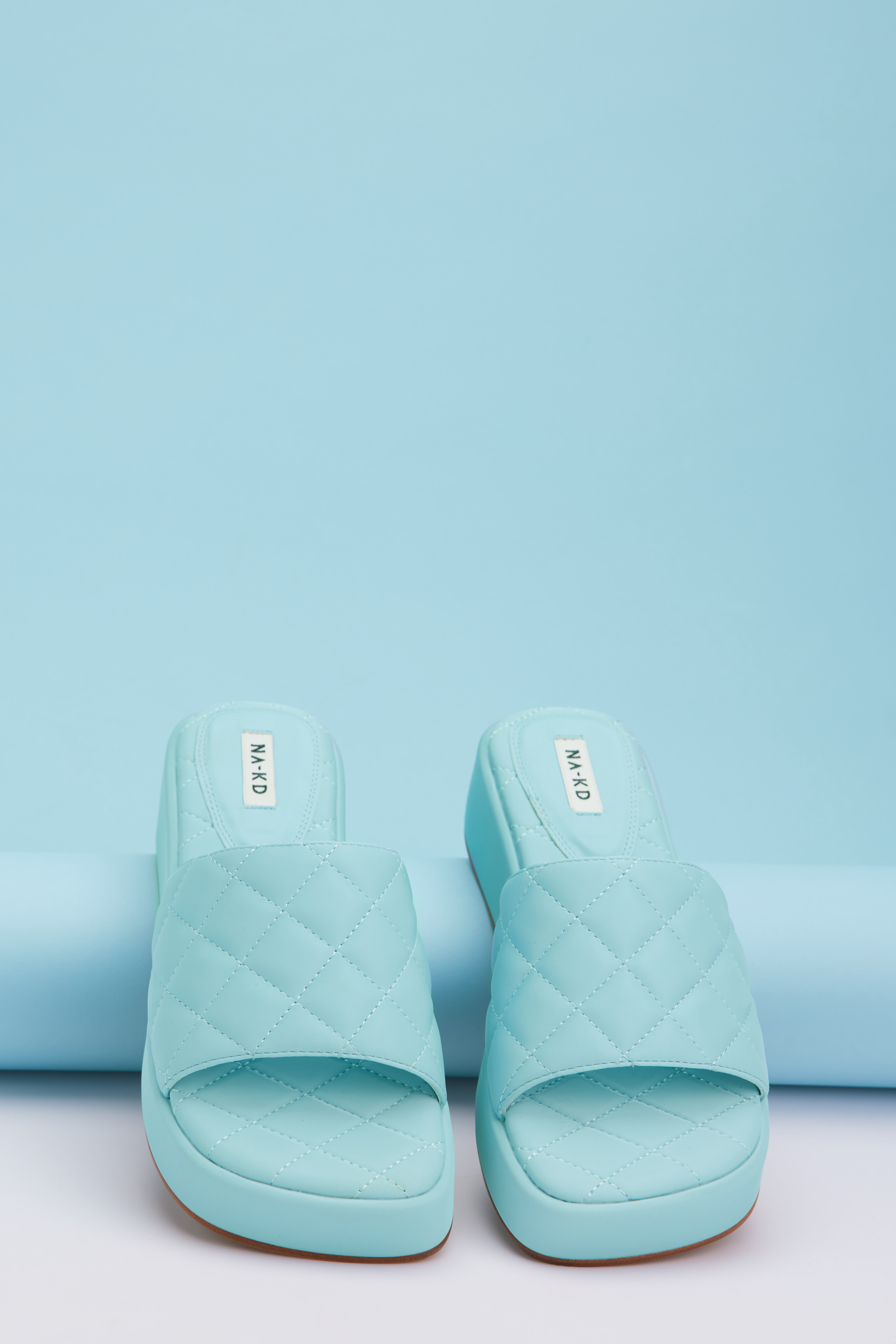 Baby Blue Quilted Flatform Slippers