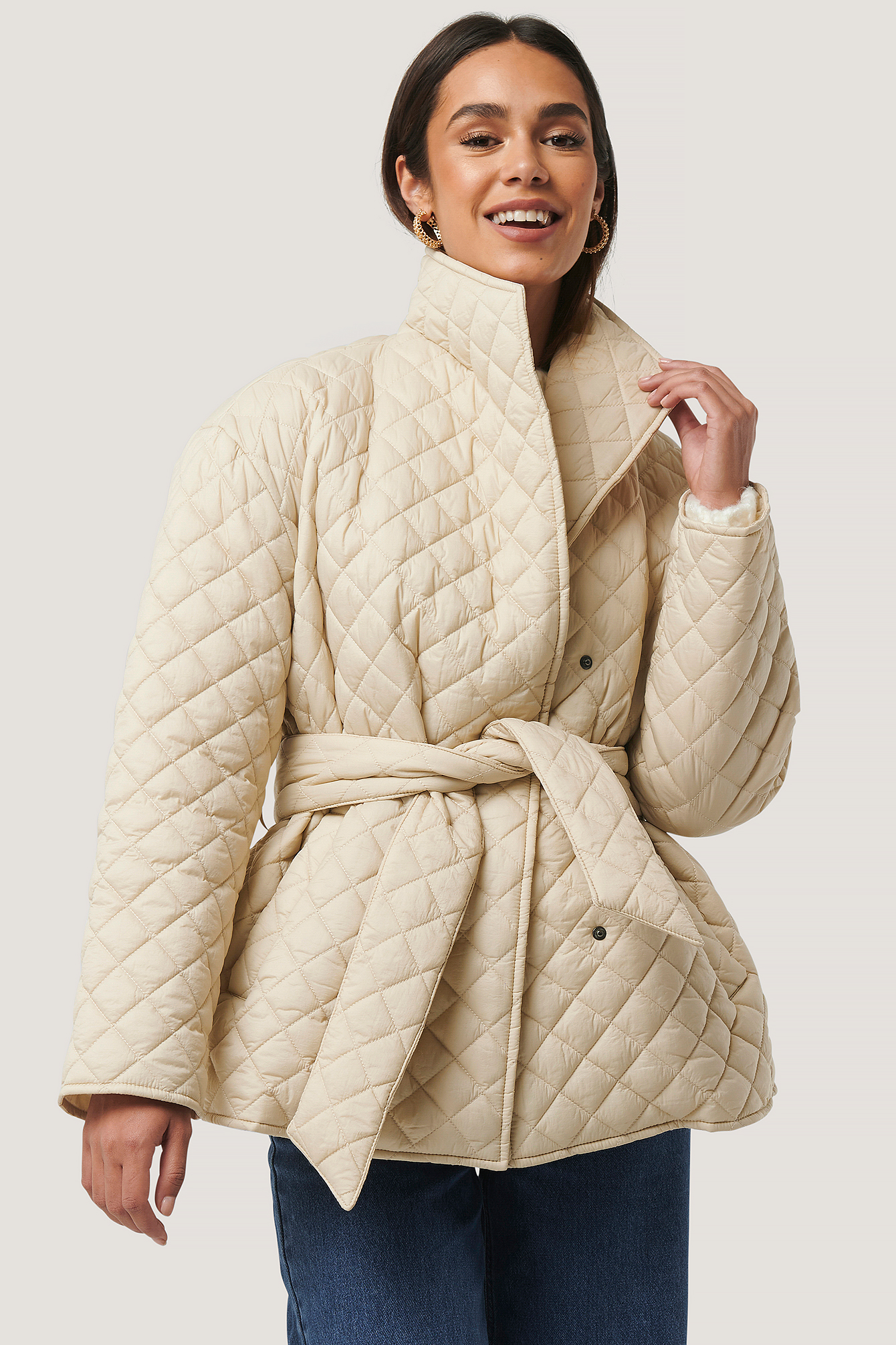 Beige Quilted Short Jacket