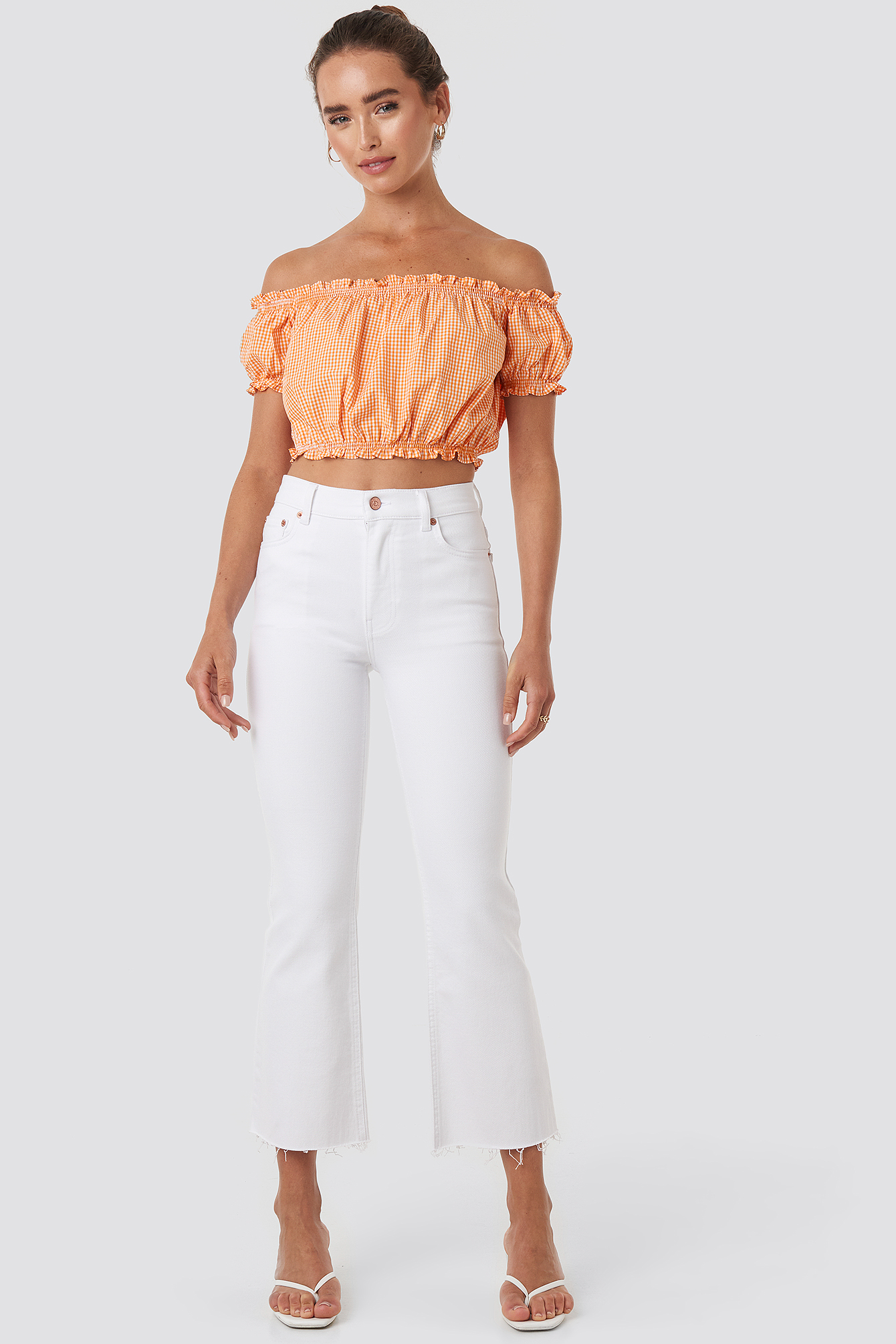 Raw Hem Kick Flare Jeans Blanc | na-kd.fr