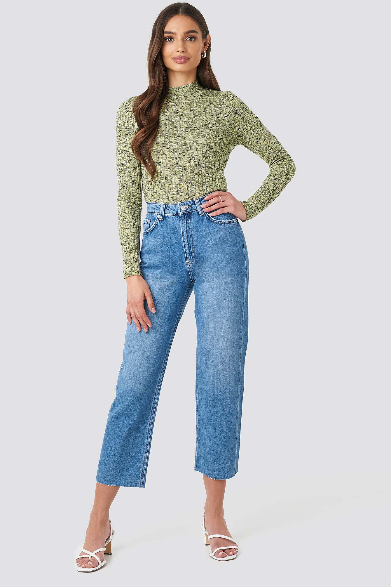 Raw Hem Straight Jeans Bleu | na-kd.fr