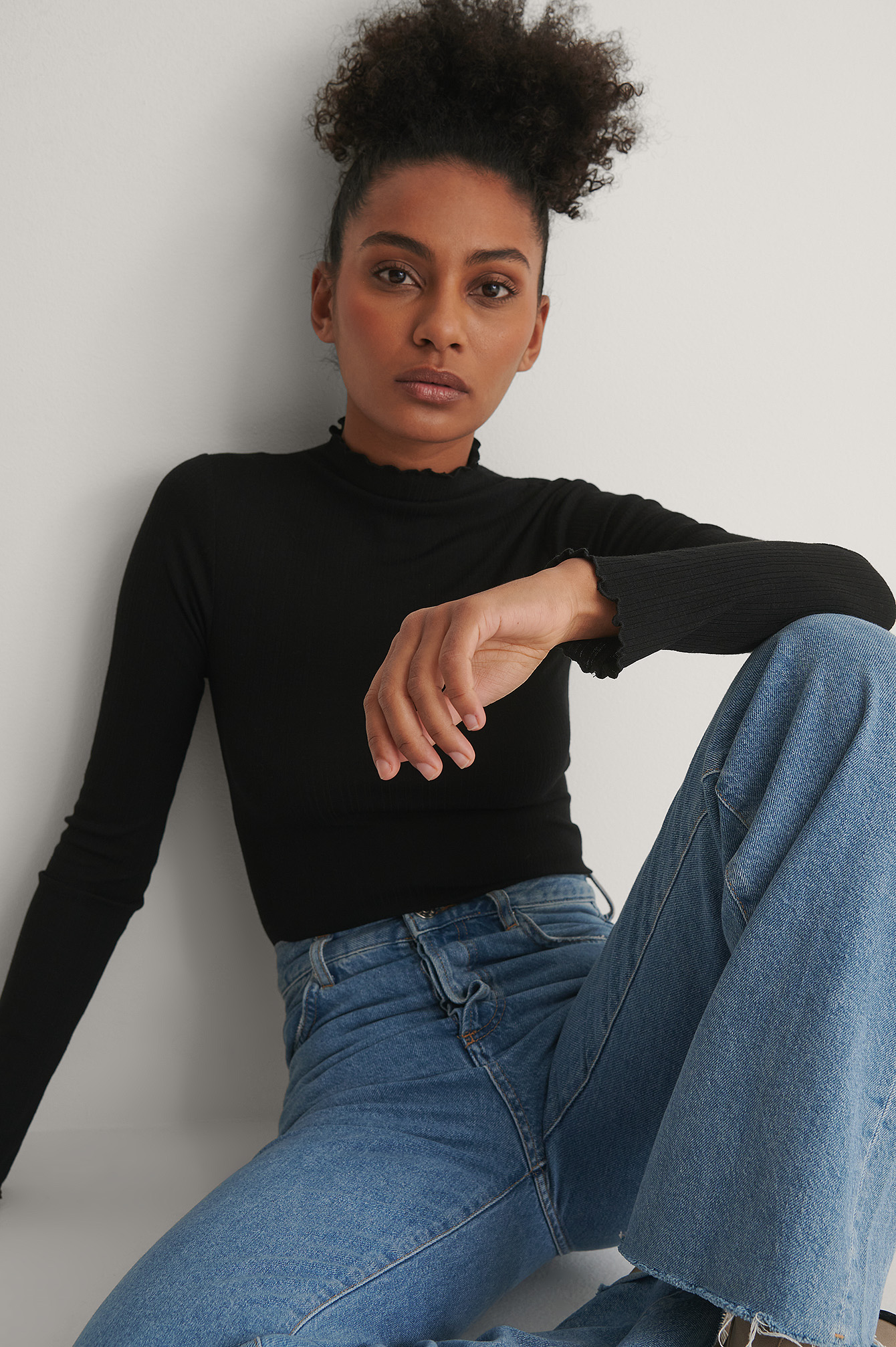 Black Recyclé Haut Avec Détails