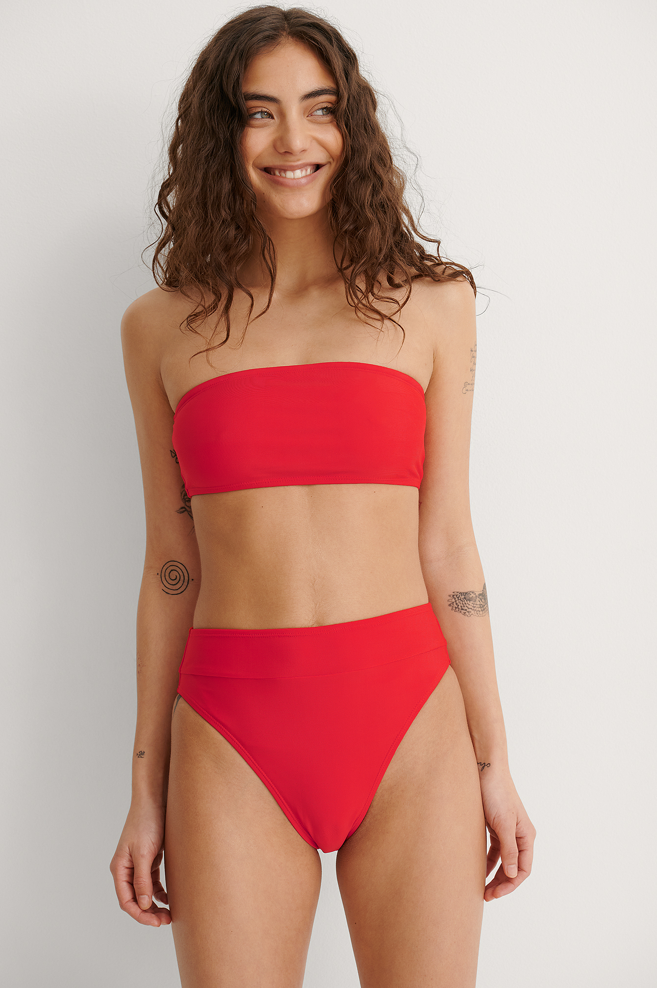 Red Culotte de bikini taille haute