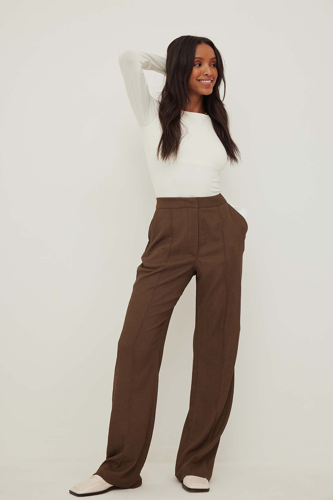 Brown Pantalon de costume à plis