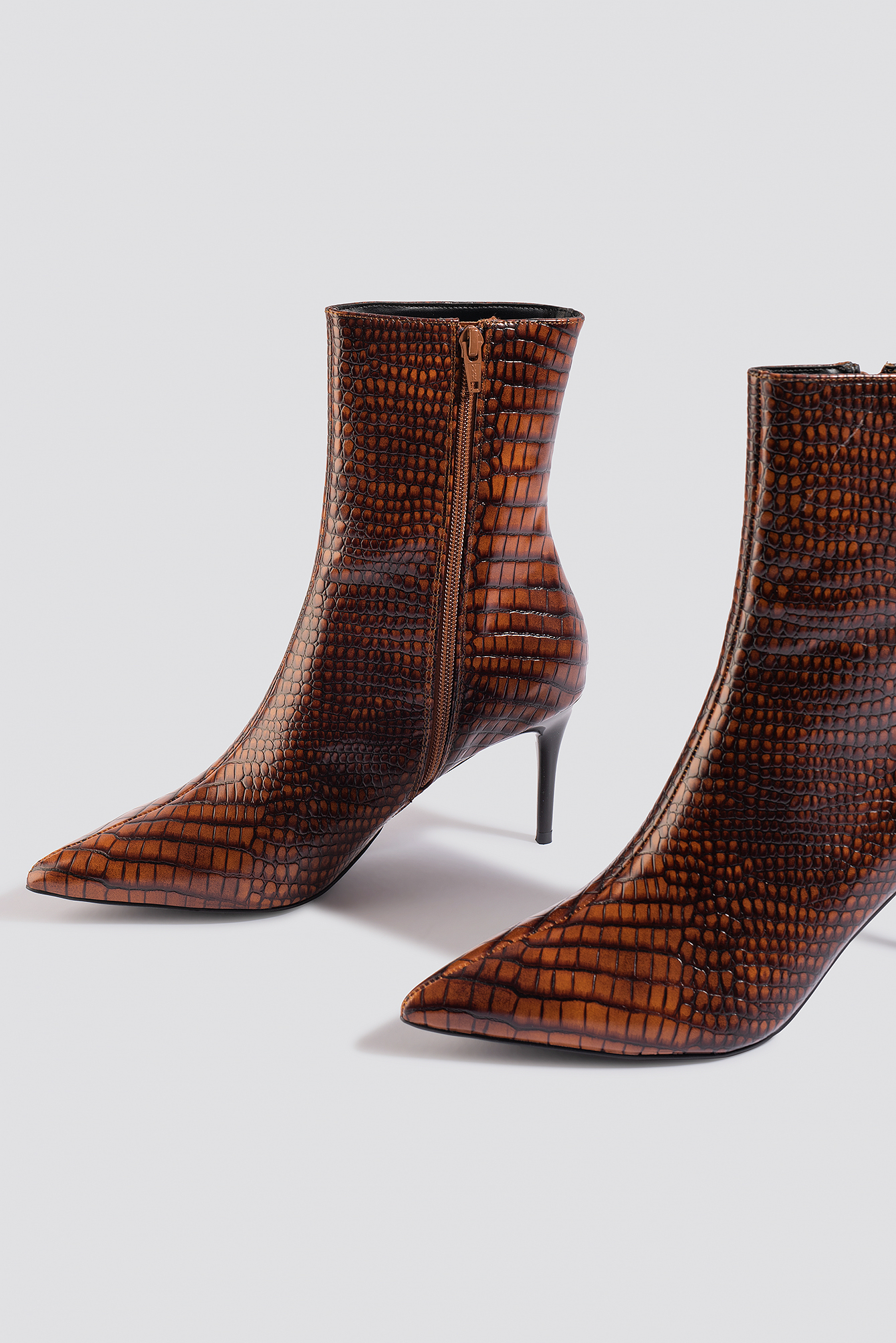 Brown Reptile Pointy Boots
