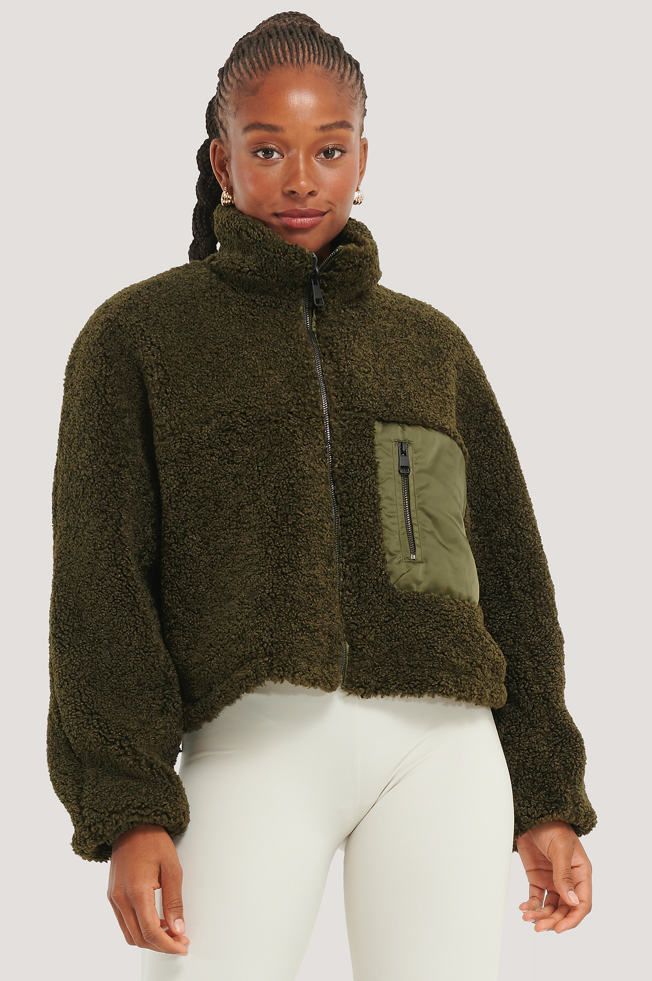 Green Veste En Peluche Réversible
