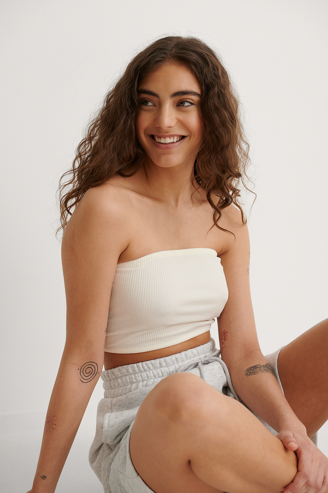 Offwhite Haut Bandeau Côtelé