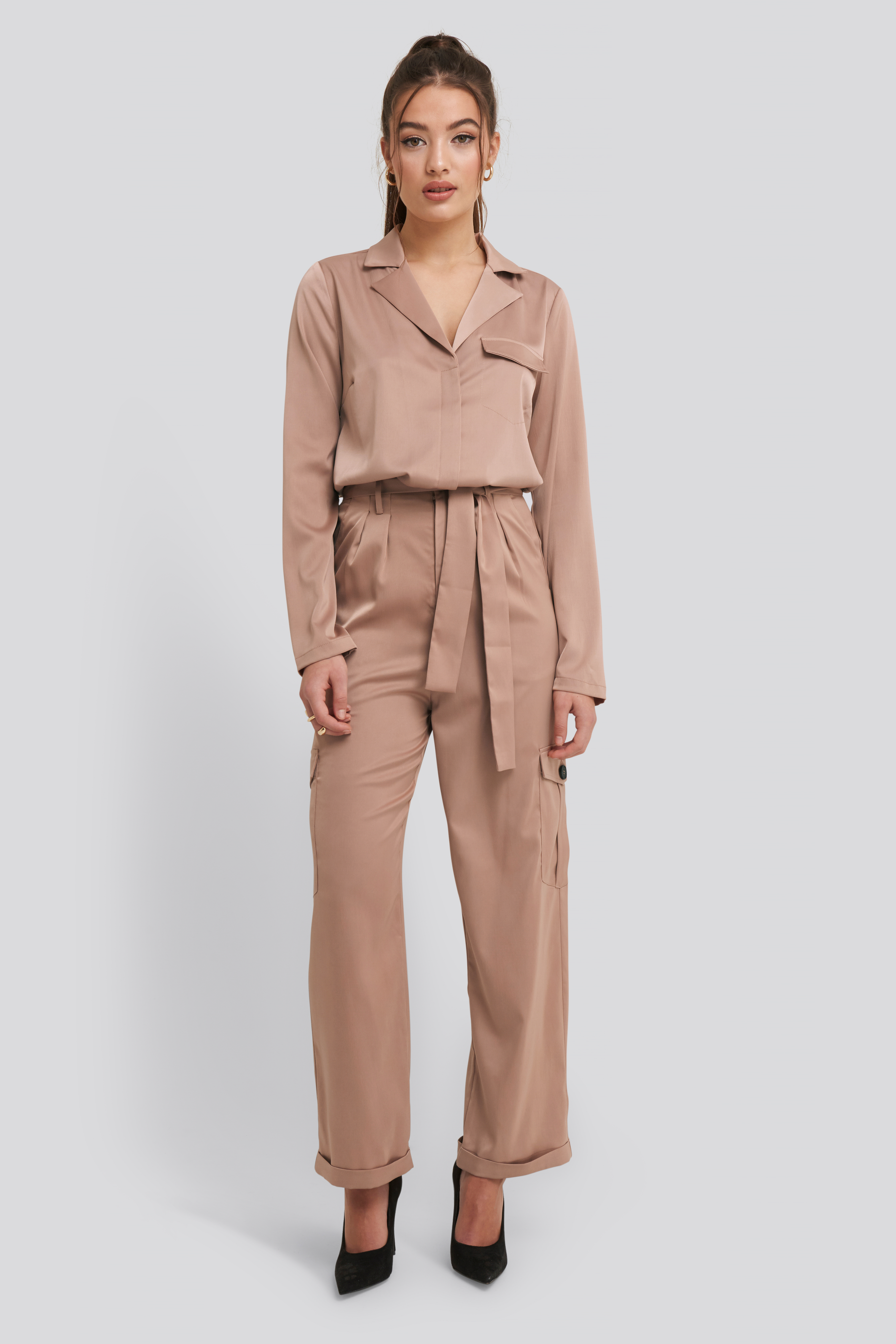 Dusty Pink Satin Lounge Pants