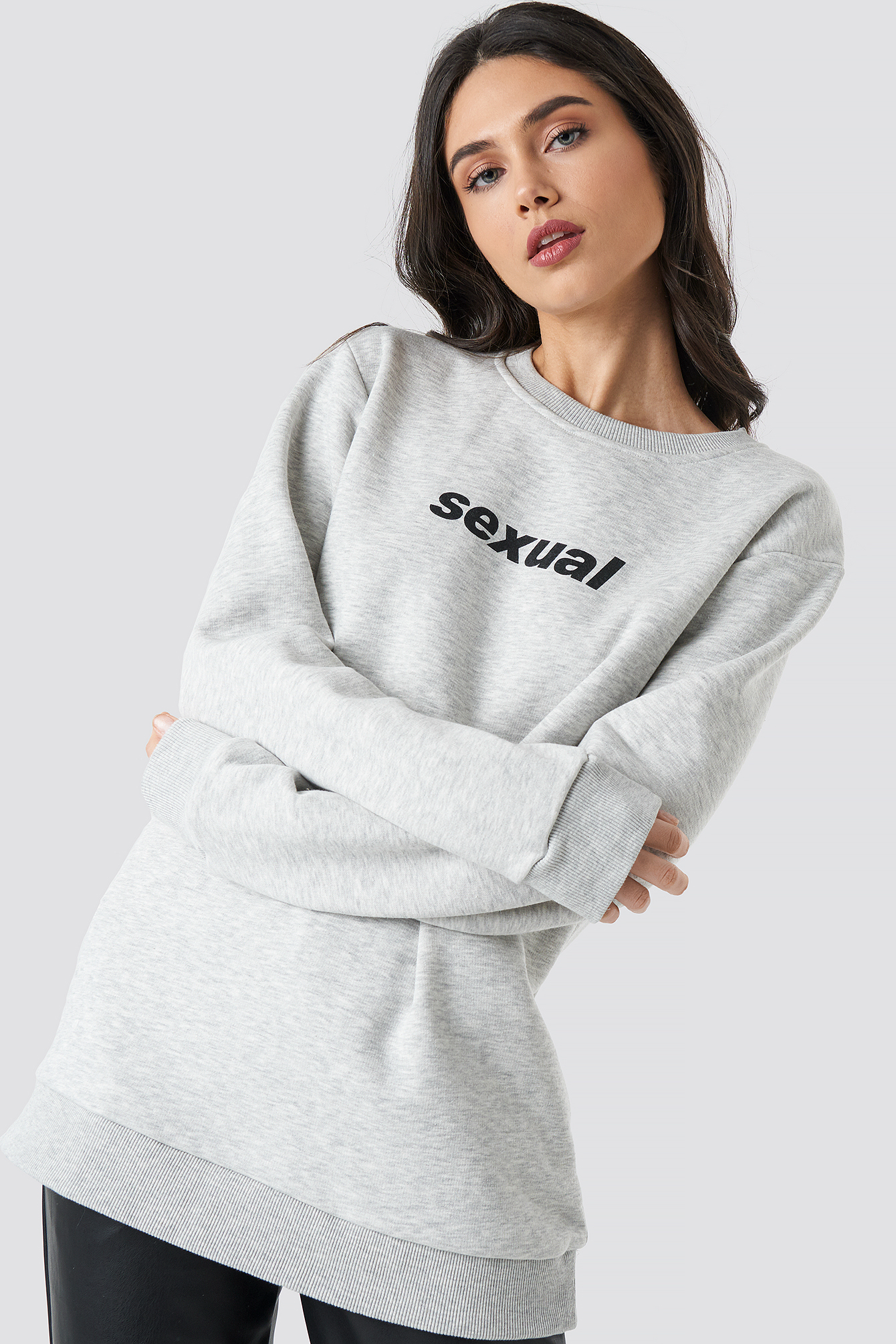 Grey NA-KD Trend Sexual Oversized Long Sweater