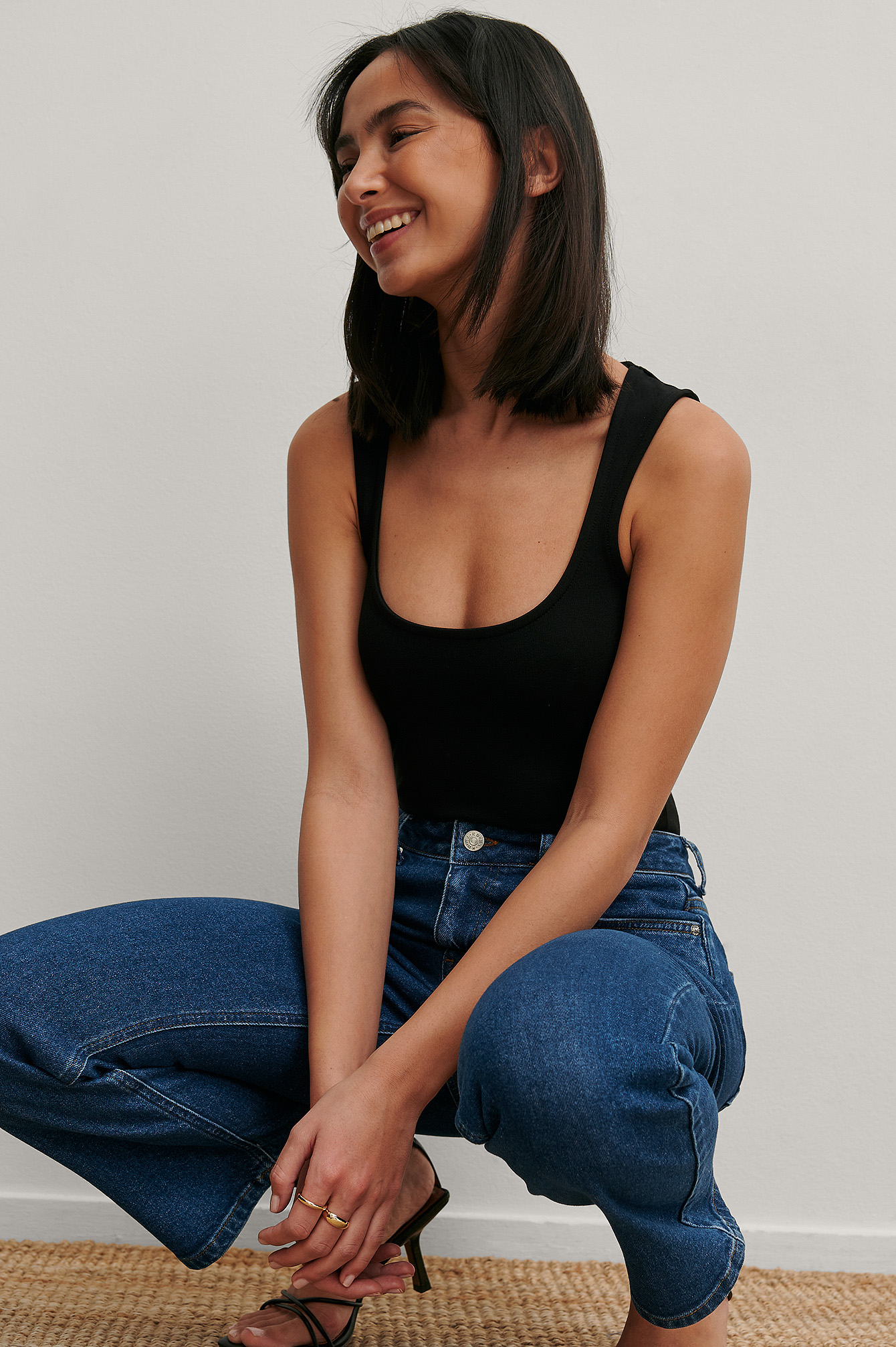 Black Body À Encolure Arrondie