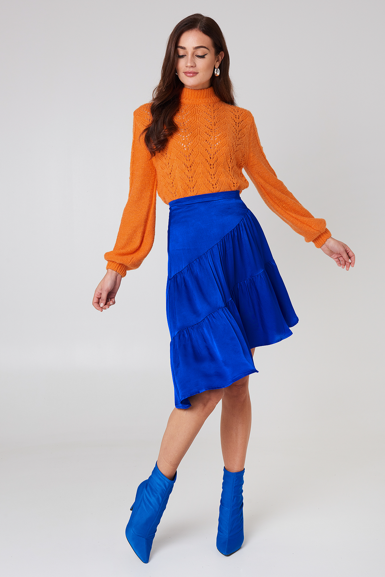 Cobalt NA-KD Shiny Asymmetric Skirt