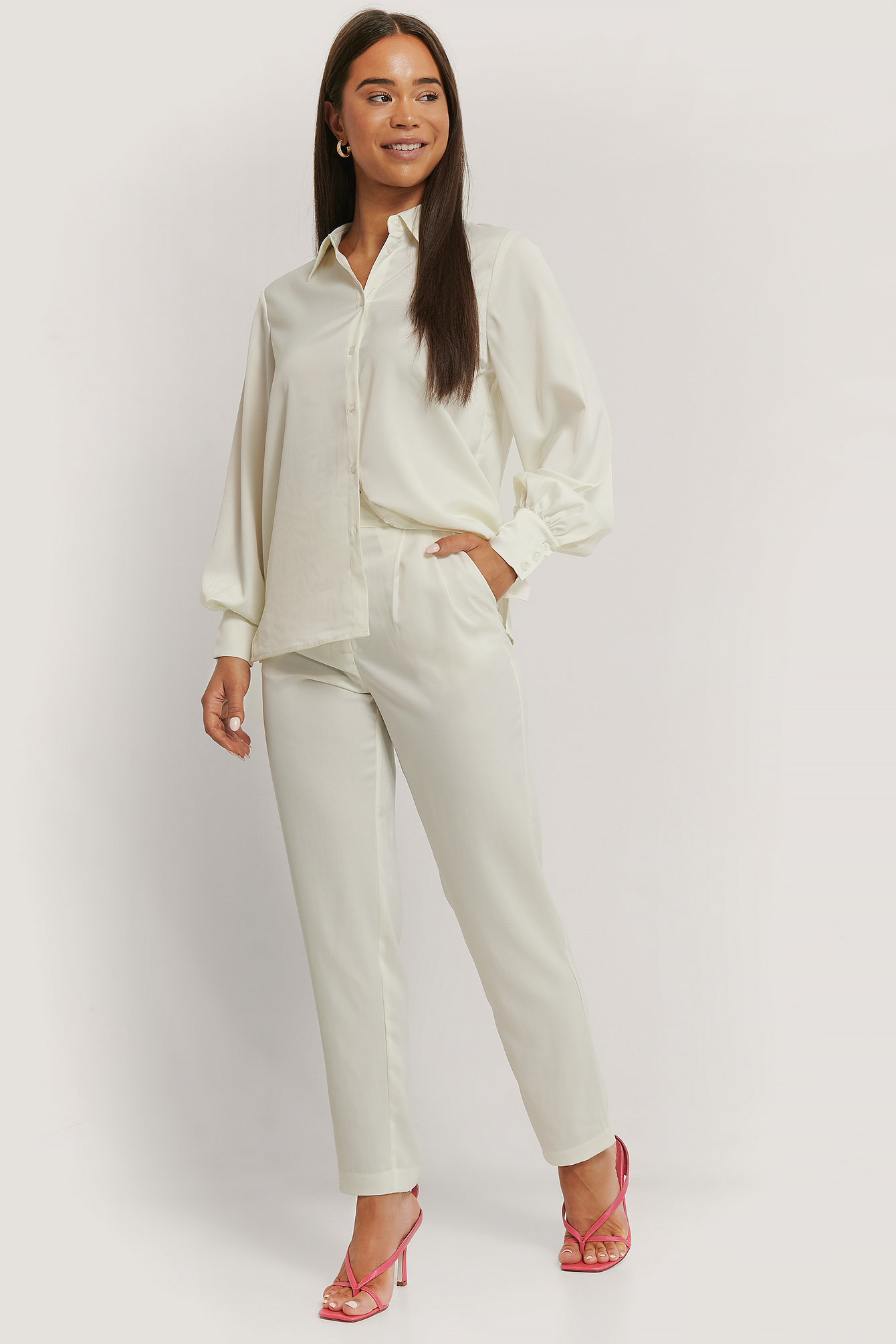 White NA-KD Trend Pantalon Fuselé