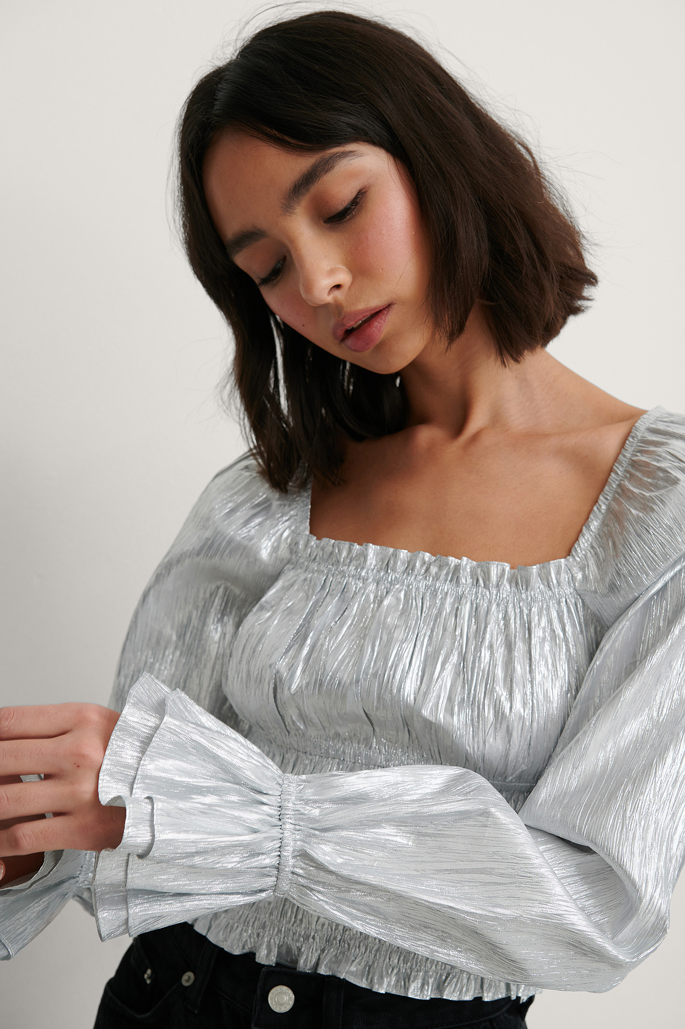 Silver Chemisier Structuré À Manches Longues