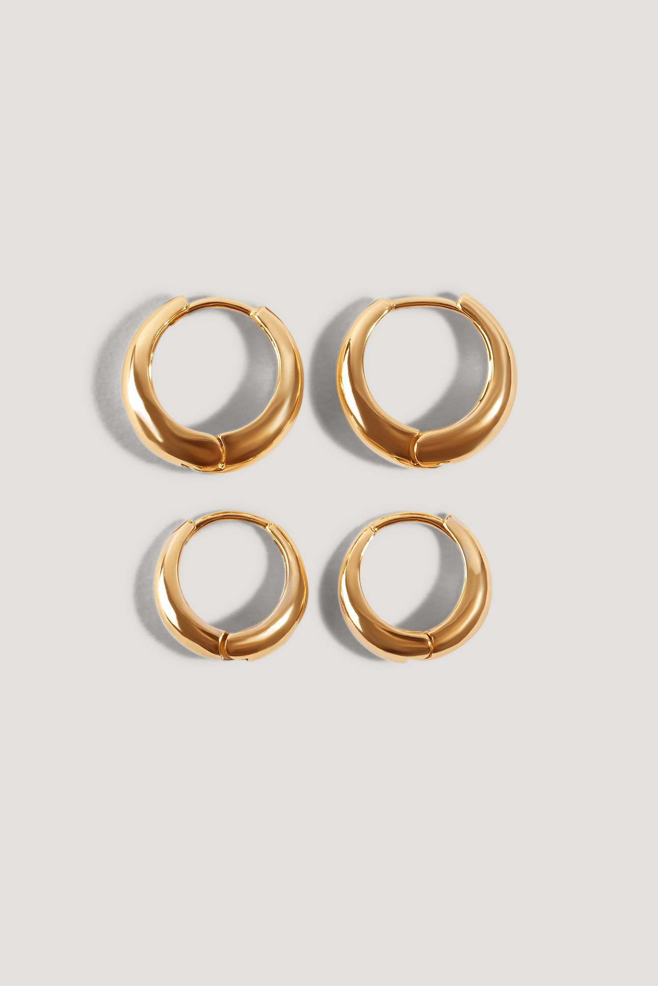 Gold Short Hoop Earrings (2-Pack)