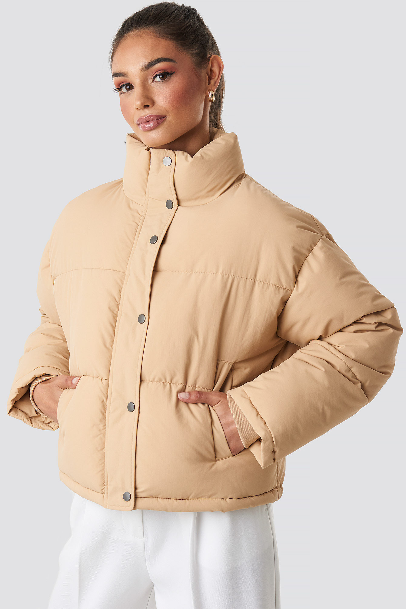 Beige Short Padded Jacket