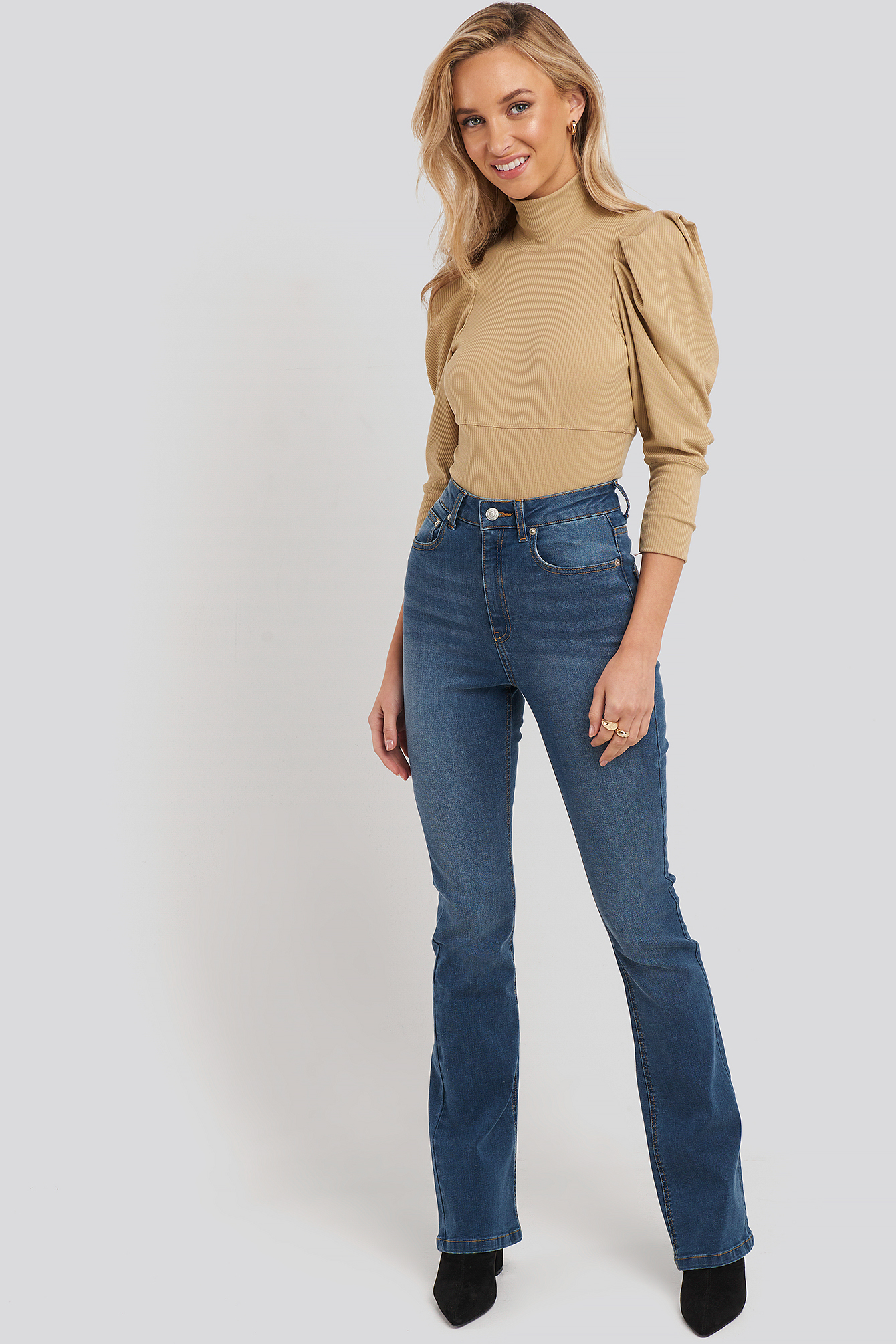 Mid Blue Skinny Bootcut Jeans