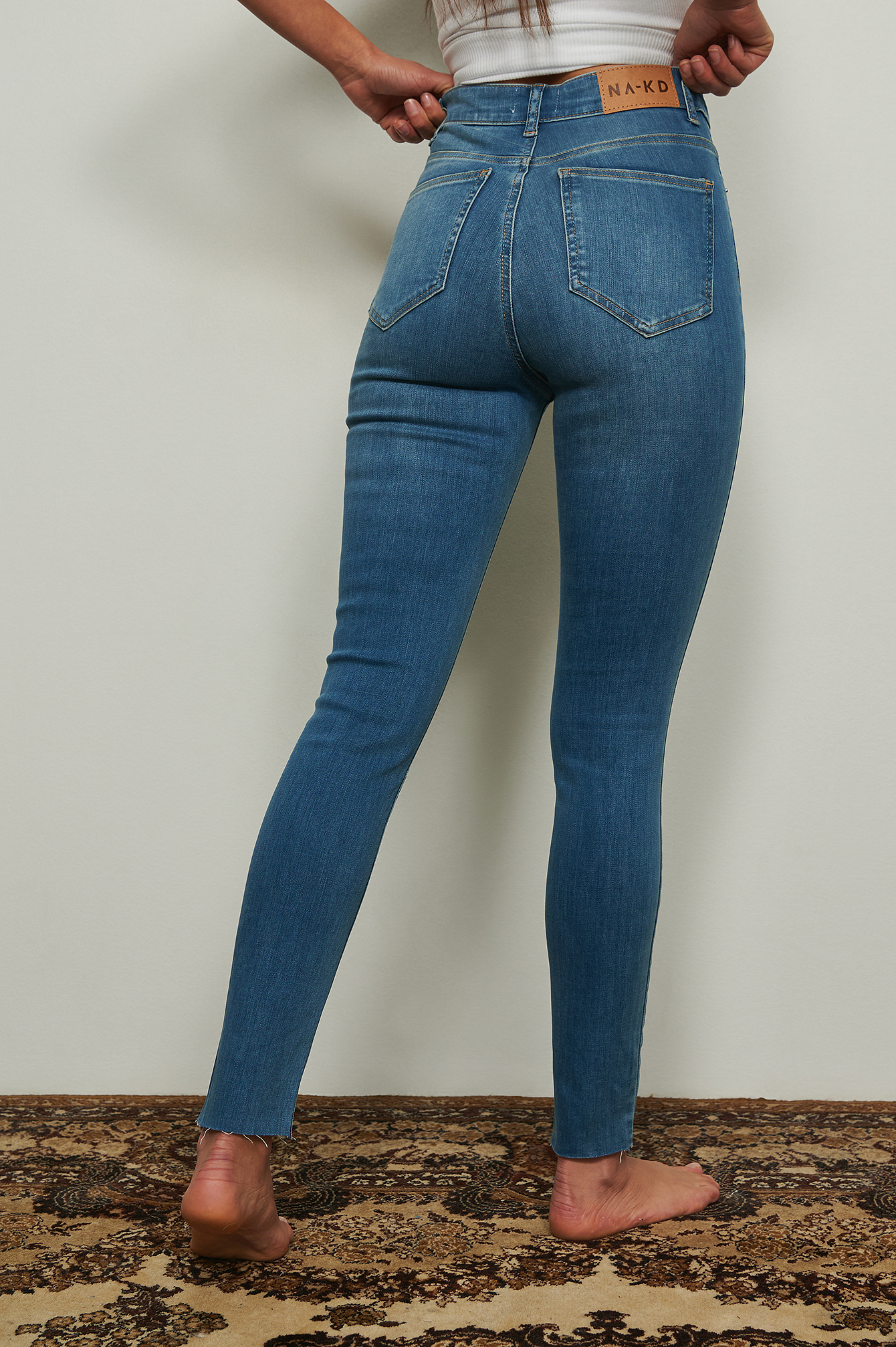 Asos Femme Vêtements Pantalons & Jeans Jeans Taille haute Petite Jean basique super skinny taille haute clair 