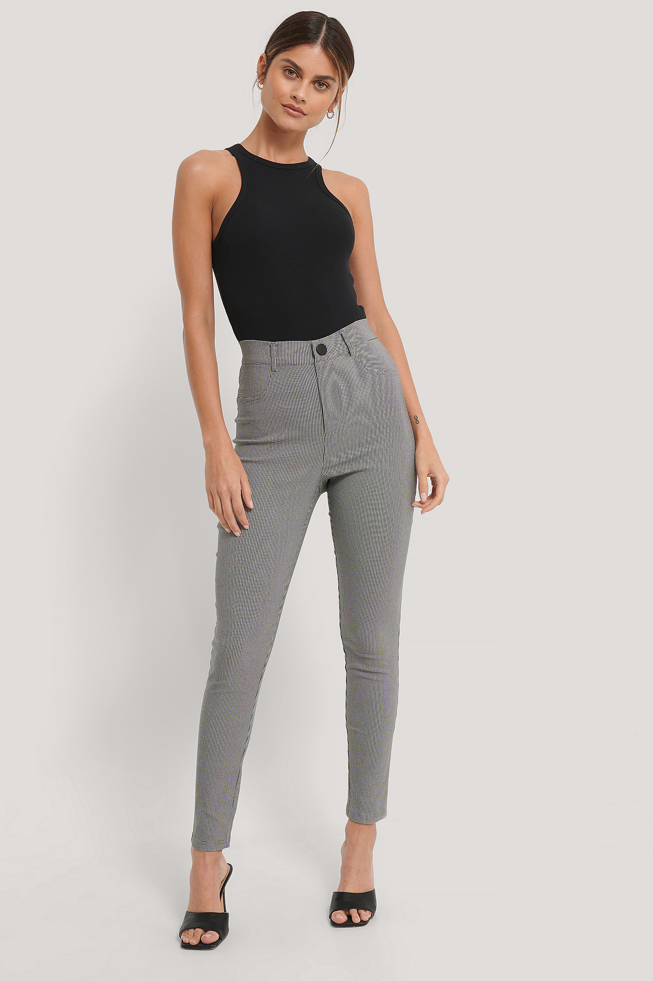 Houndstooth Pattern Pantalon Slim Fit