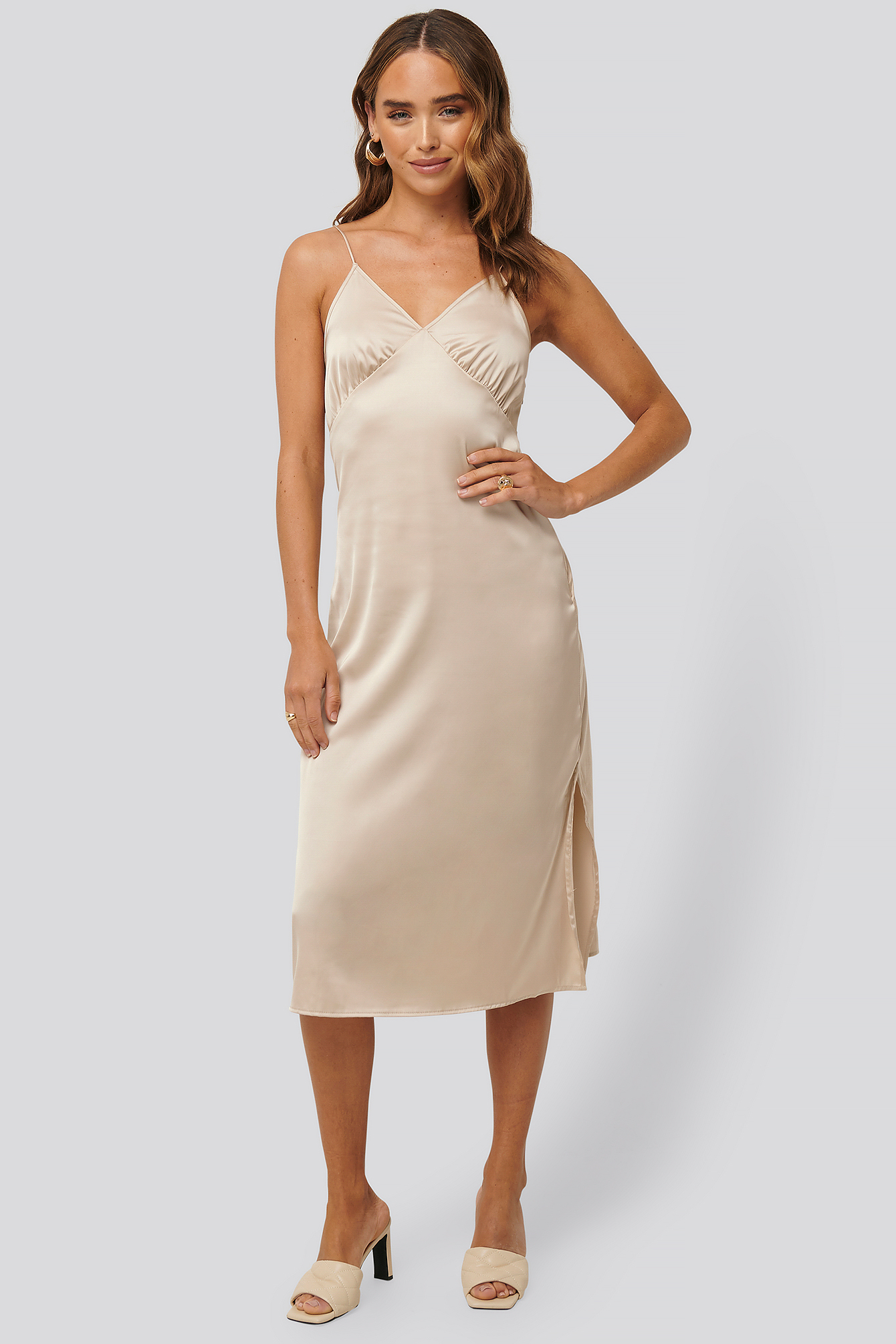 beige silk slip