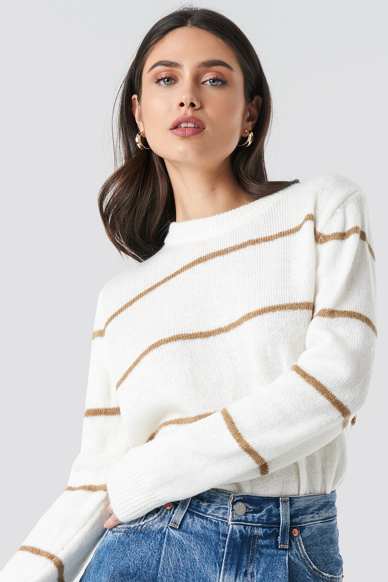 Offwhite Small Stripes Knitted Sweater