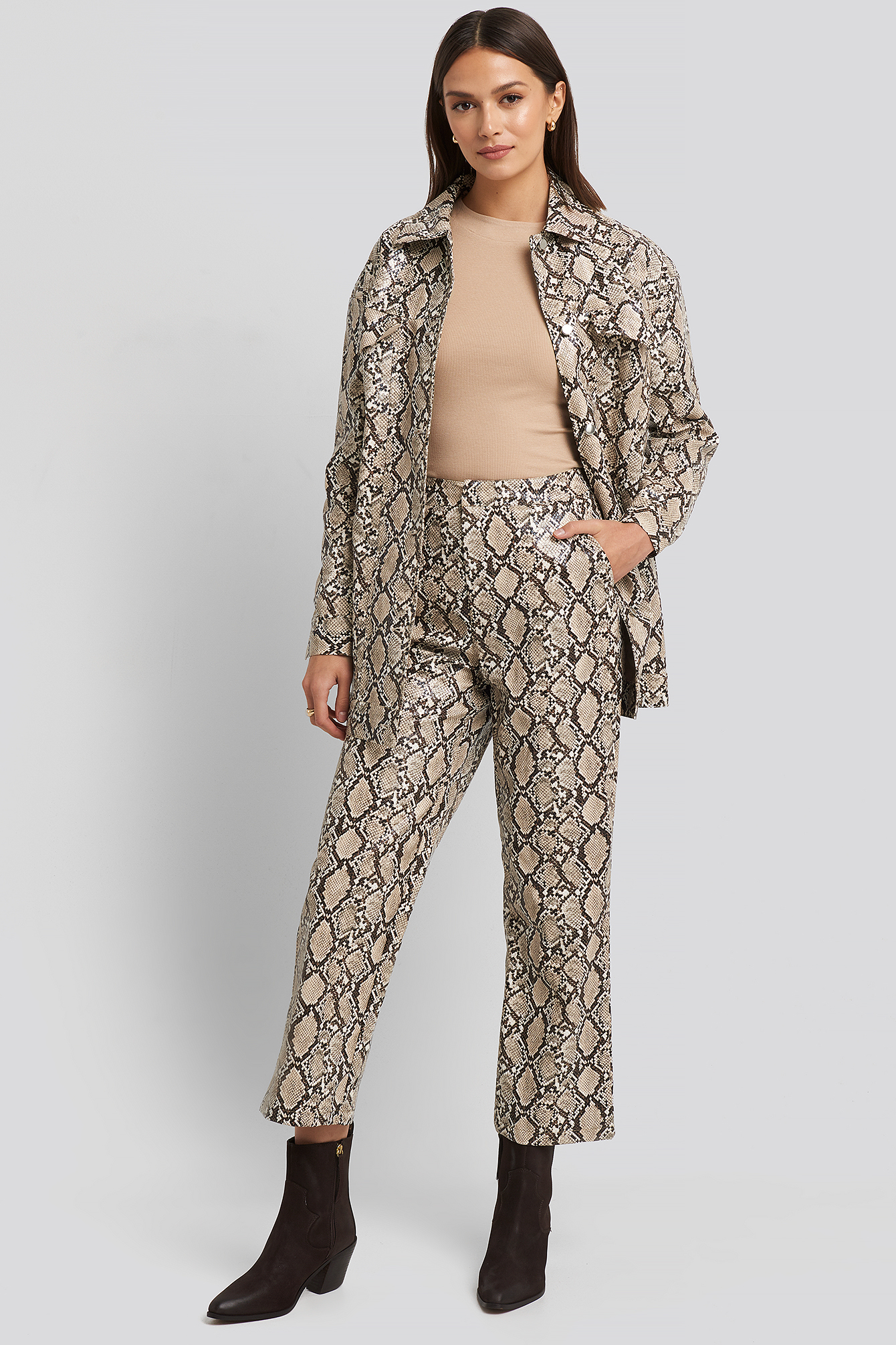 Print Snake Printed Cropped Pants