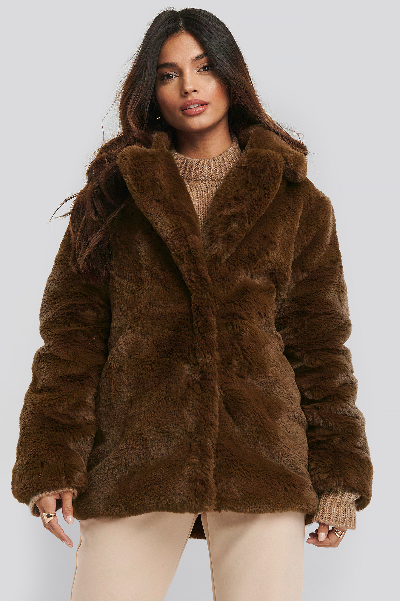 Brown Soft Faux Fur Jacket