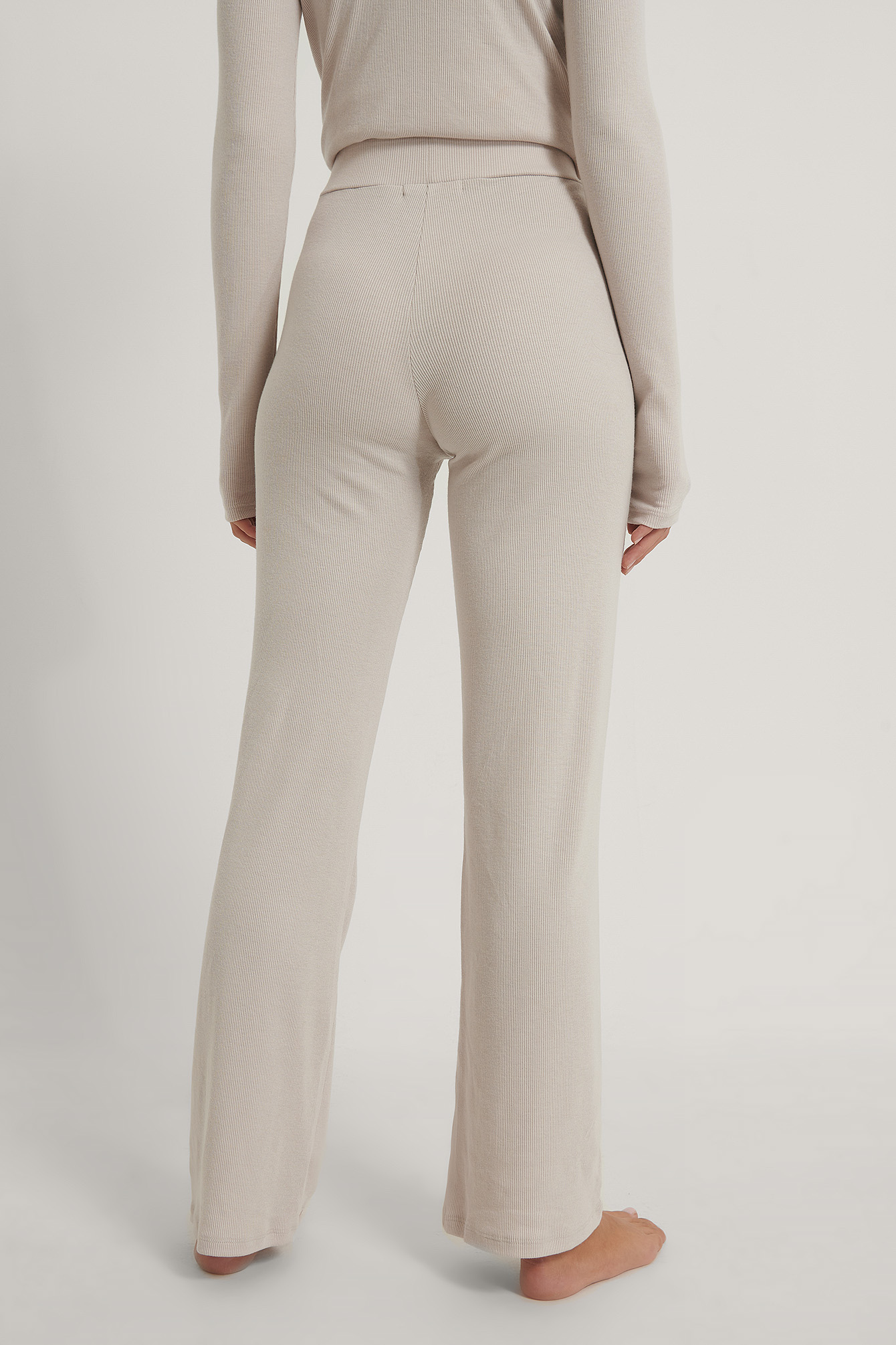 Soft Ribbed Wide Basic Pants Gris | na 
