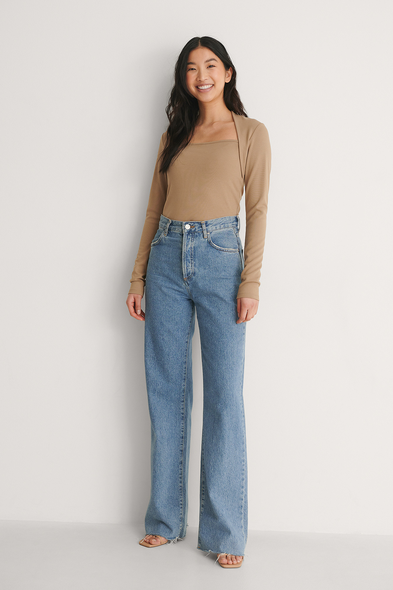 Dark Beige Haut Boléro À Col Carré