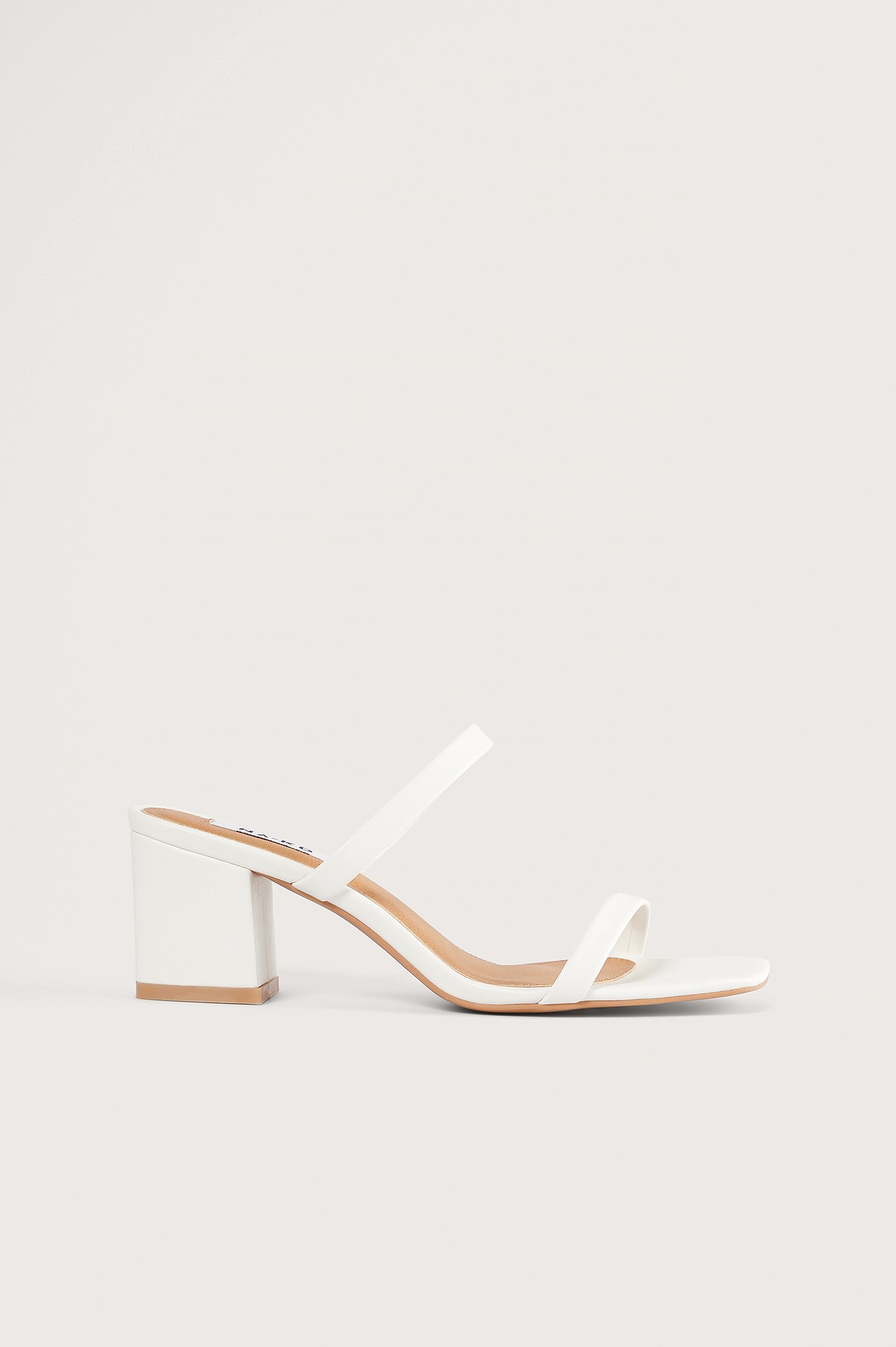 White Squared Two Strap Sandals