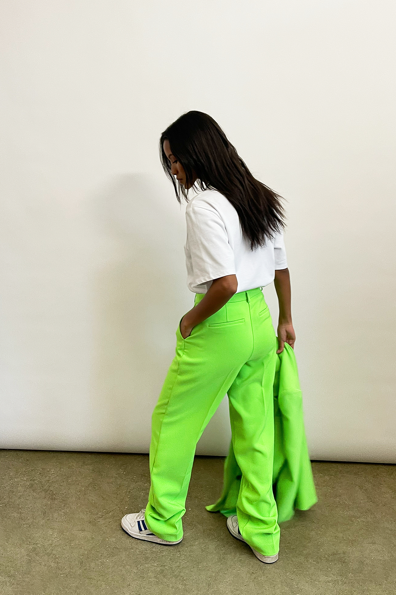 Lime Pantalon de costume droit recyclé