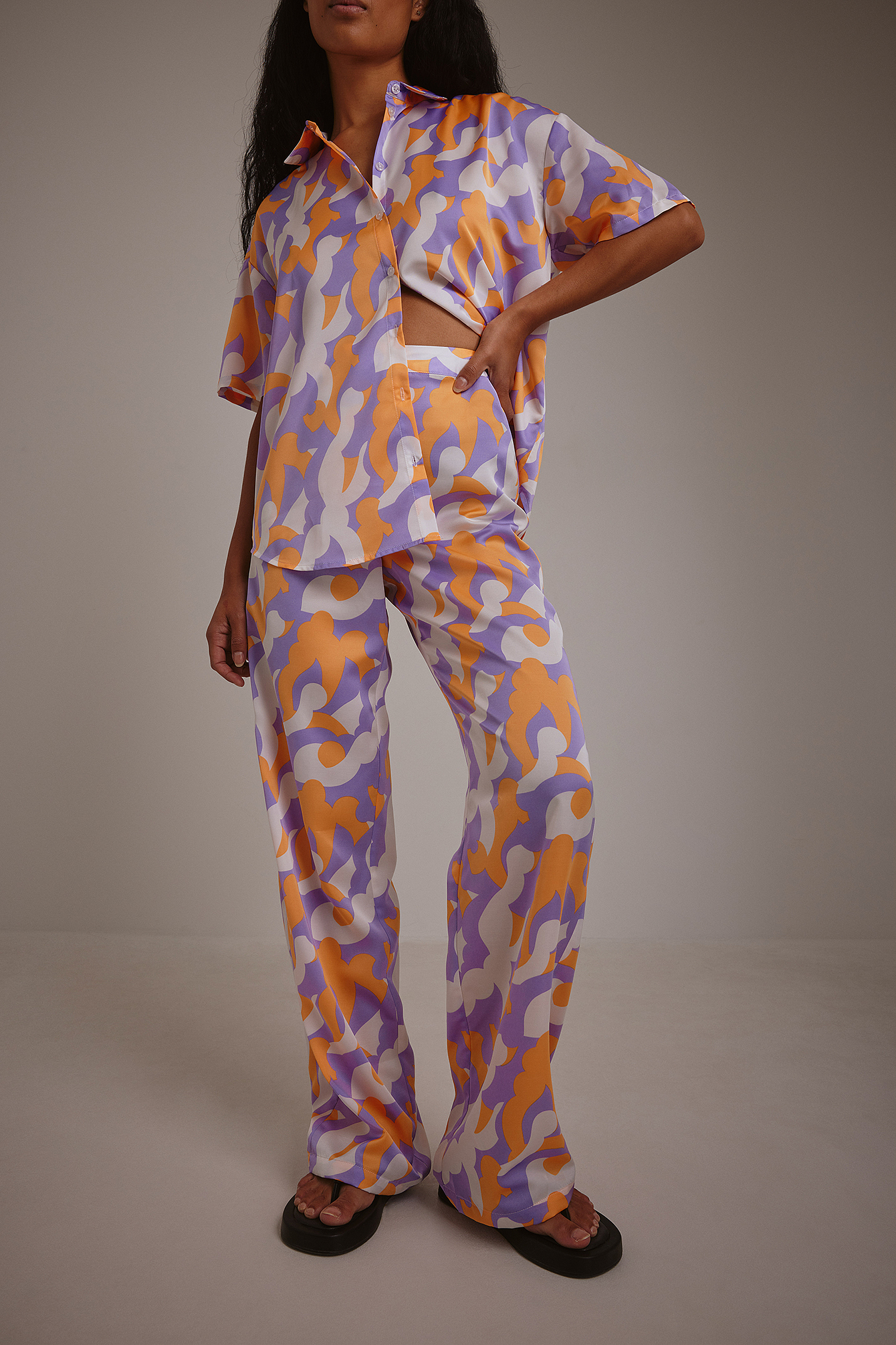 Orange/Purple Print Pantalon droit