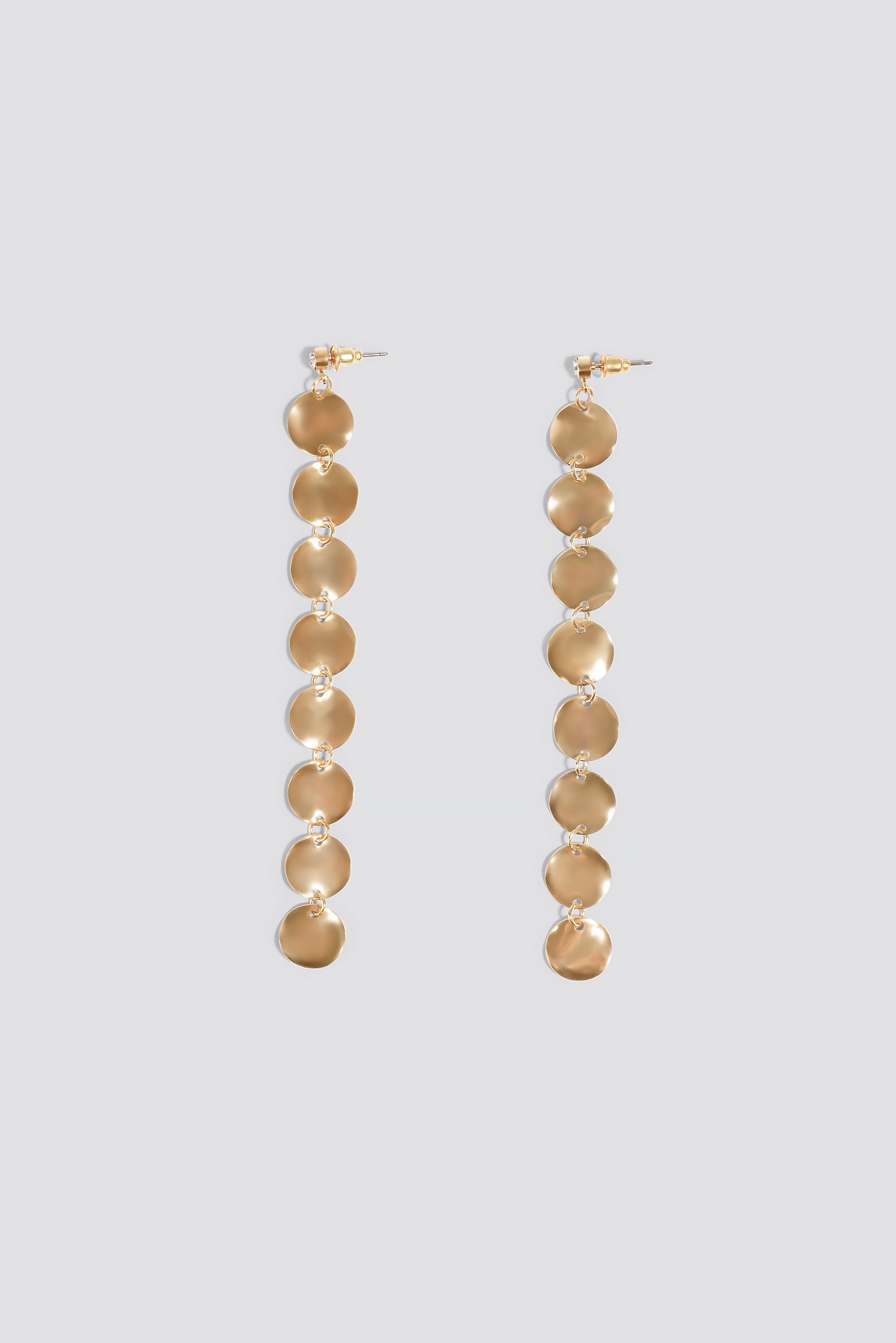 Gold Structured Circle Chain Earring
