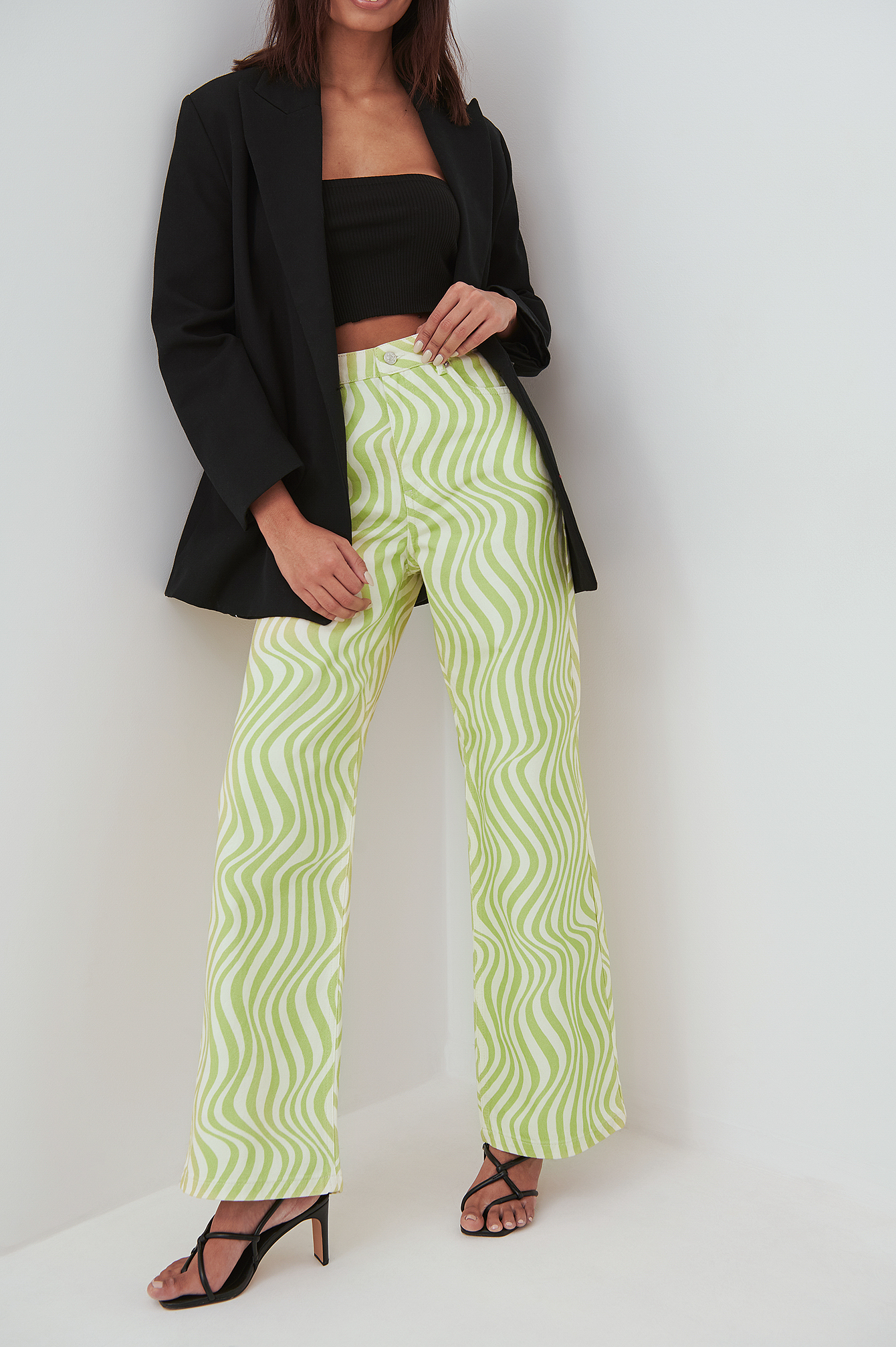 Swirl Green Print Jean à imprimé spirale