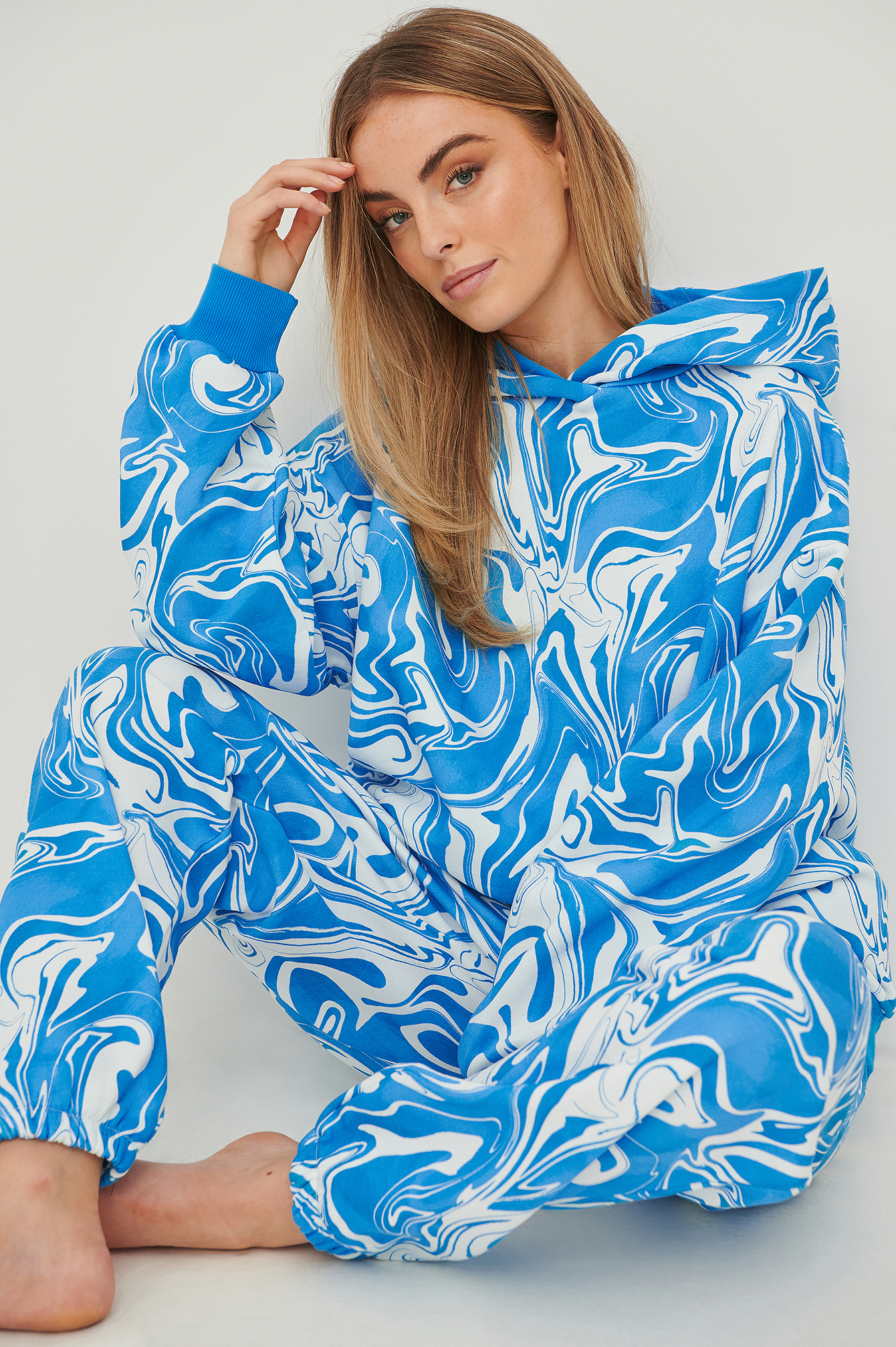 Swirl Blue Print Pantalon de survêtement fuselé à imprimé