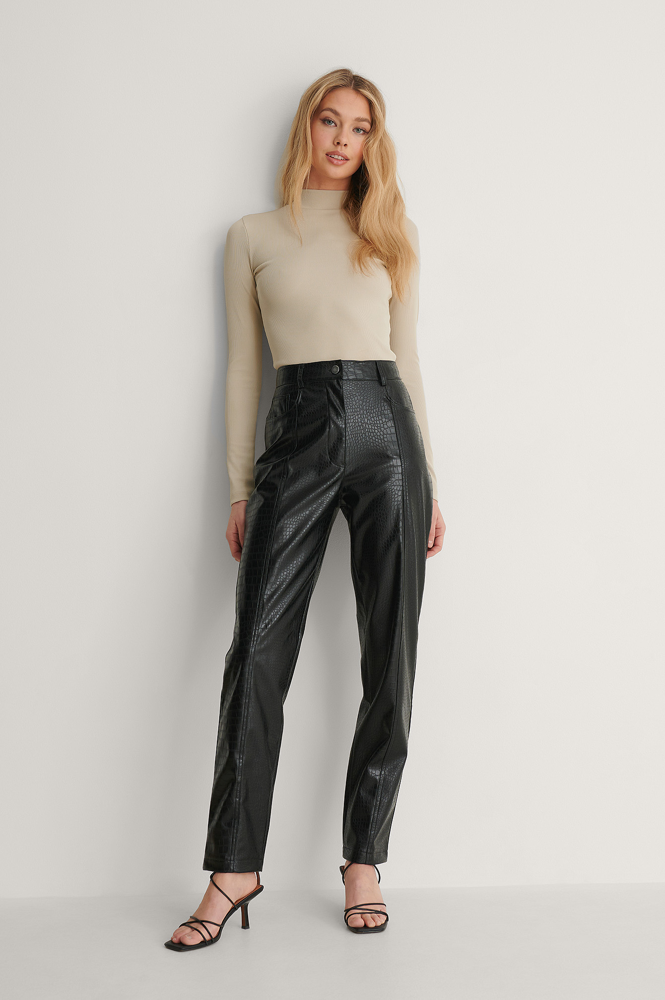 Black Pantalon Faux Cuir