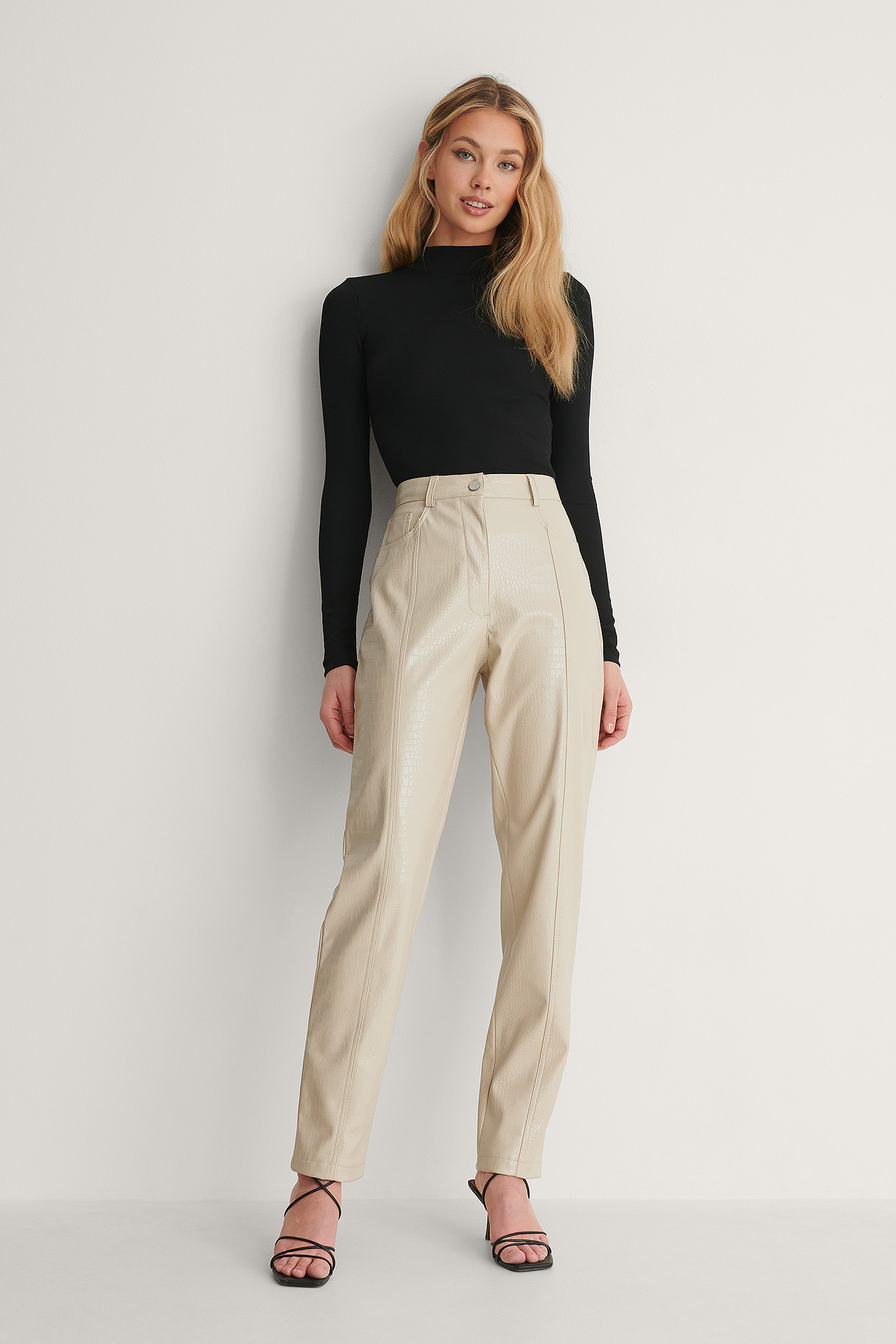 Grey Pantalon Faux Cuir