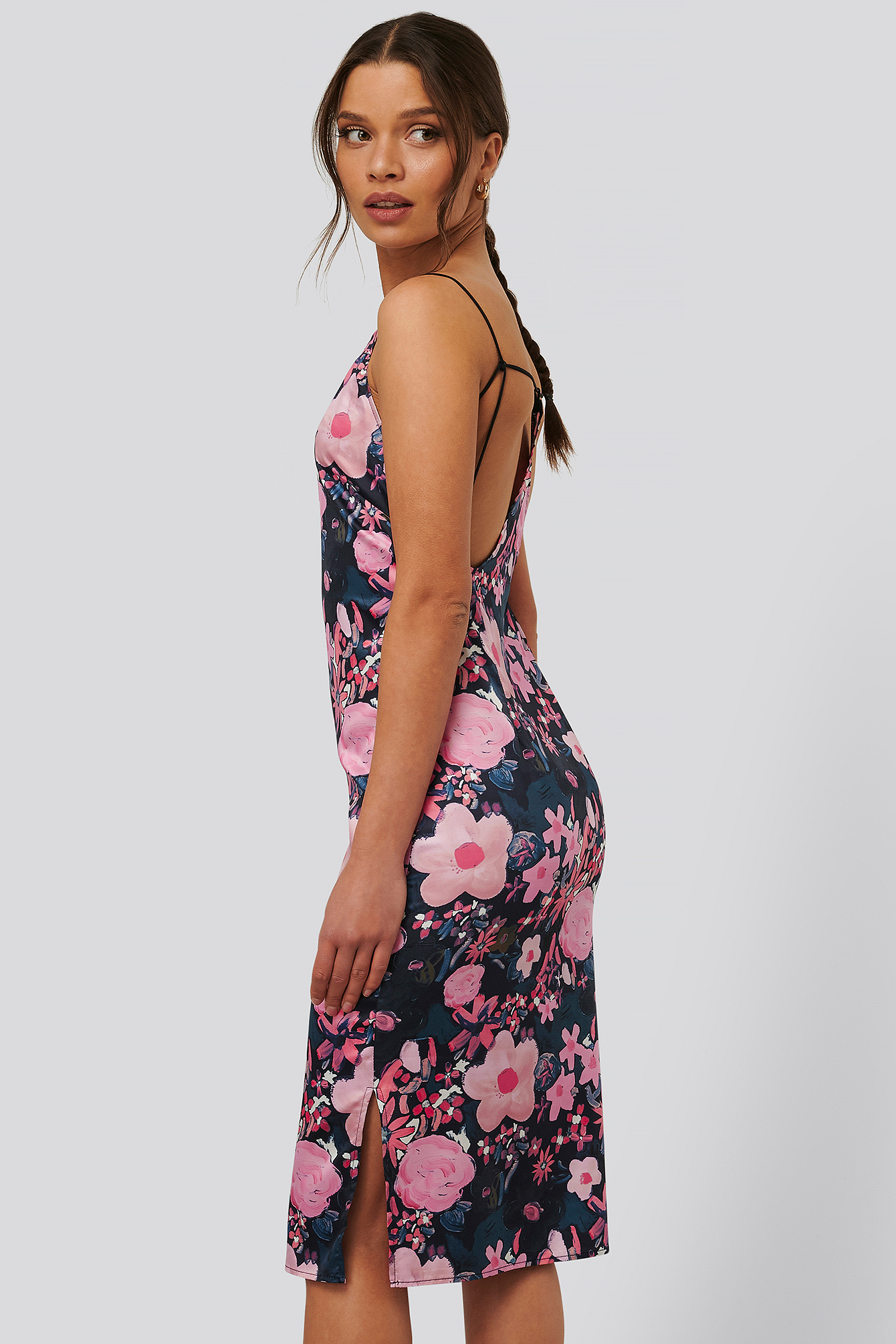 Dark Poppy Flower Robe À Fines Bretelles