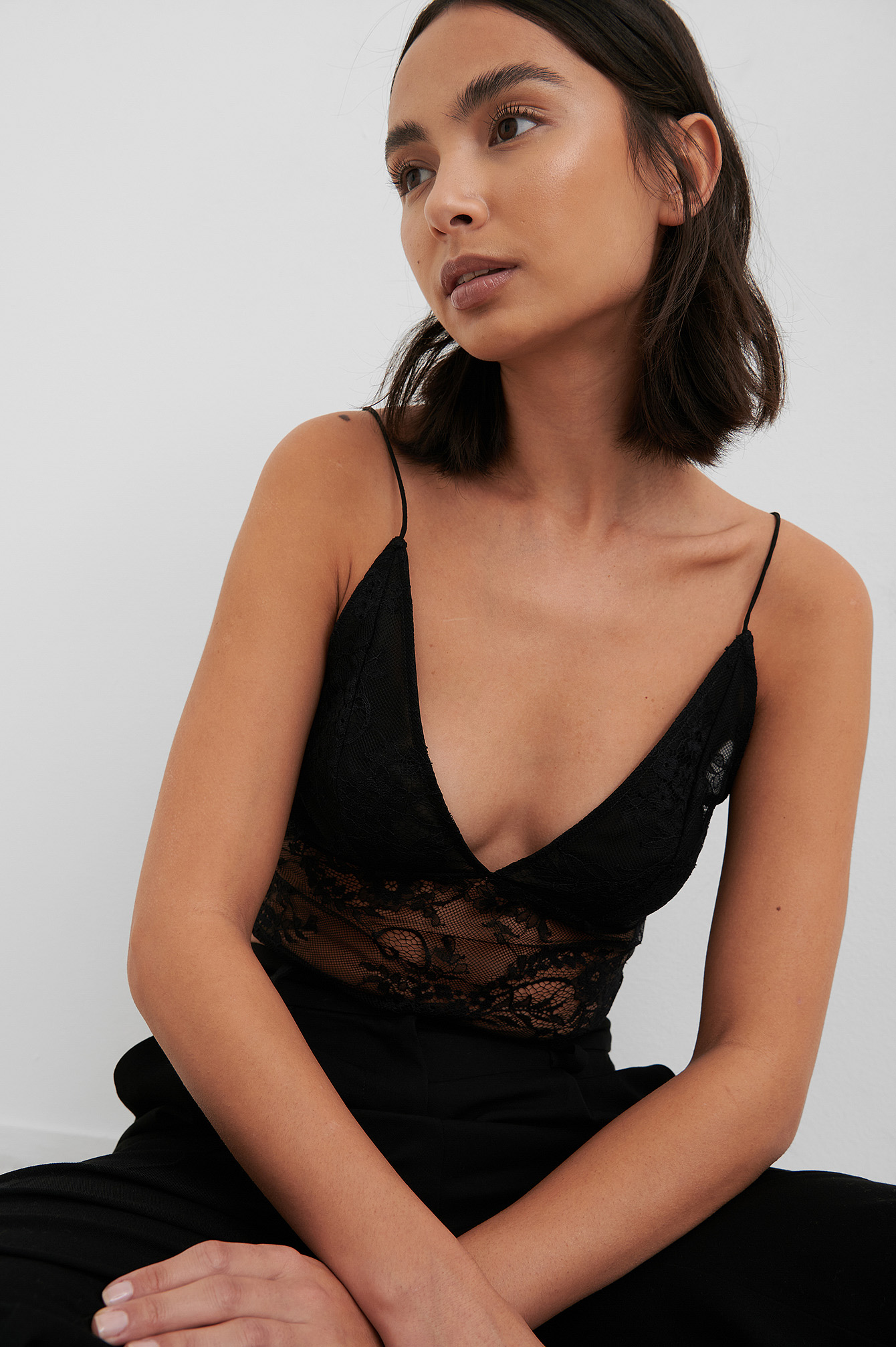 Black Débardeur À Bretelles Fines