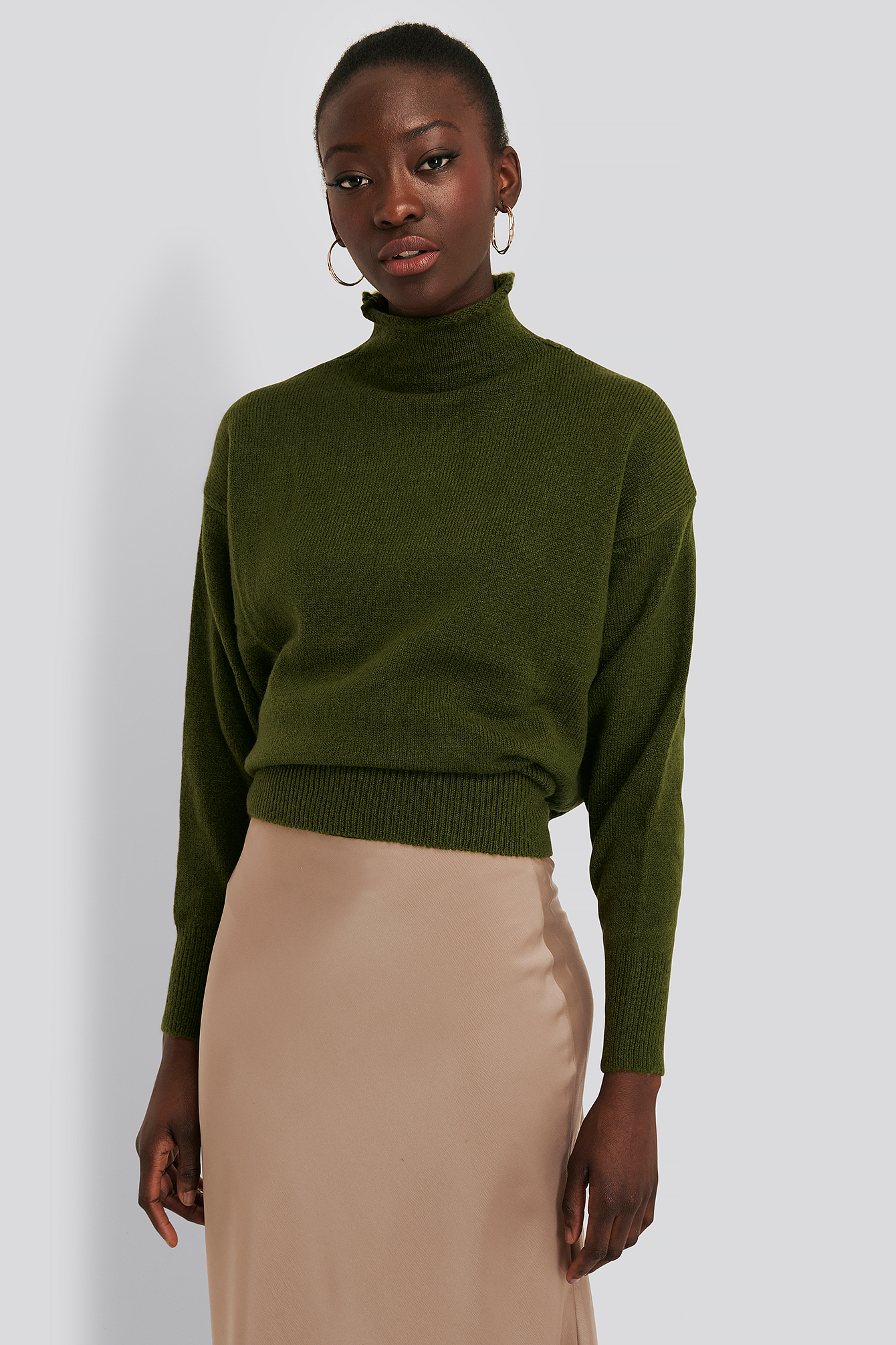 olive green turtleneck