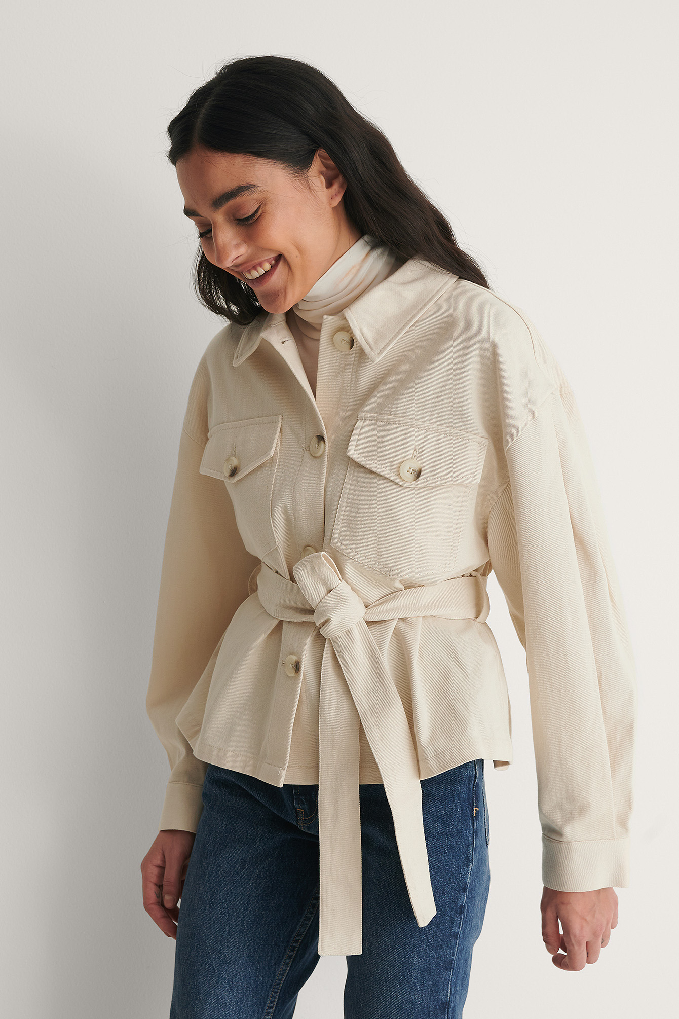 White Veste À Ceinture