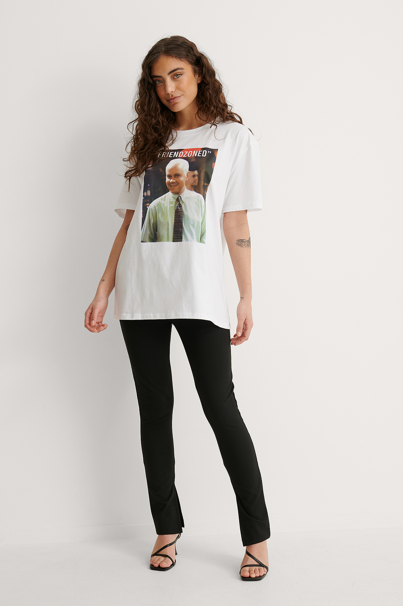 White Print Friendzooned Biologique T-shirt Unisexe Imprimé FRIENDS