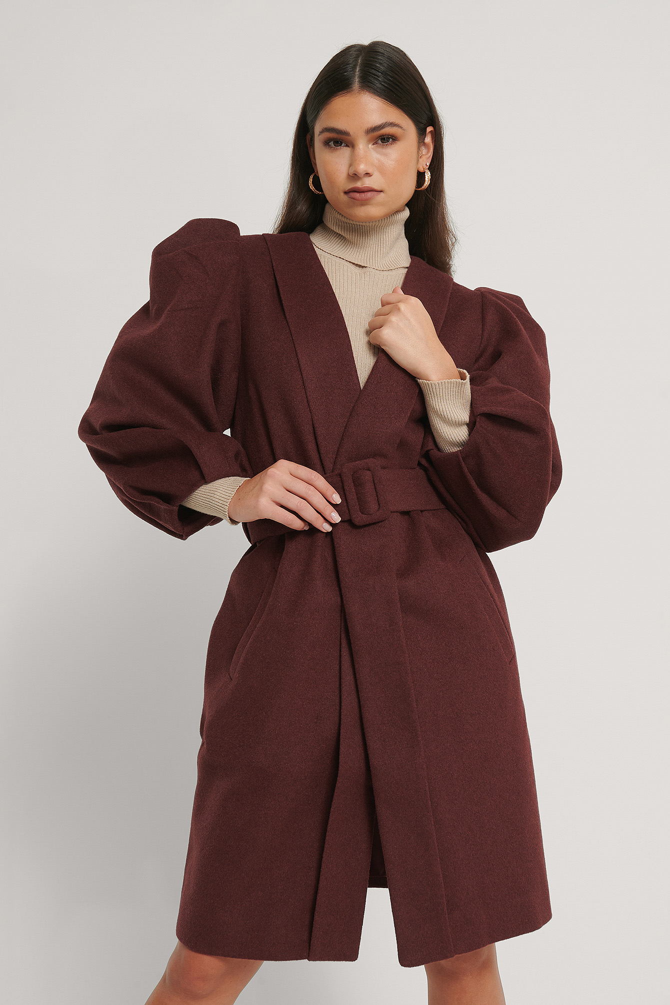 Cinnamon Manteau En Laine À Manches Volume