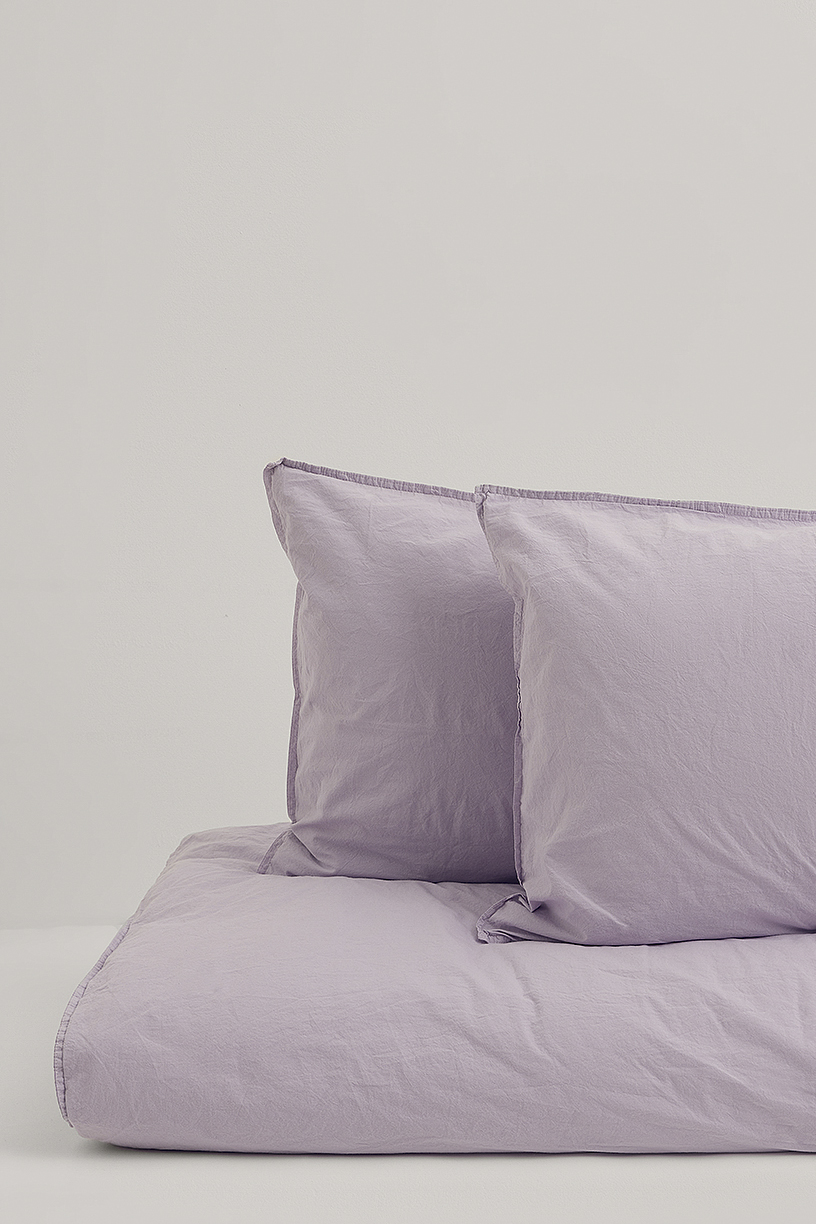 Pale Purple Washed Organic Cotton Bedding Set Double