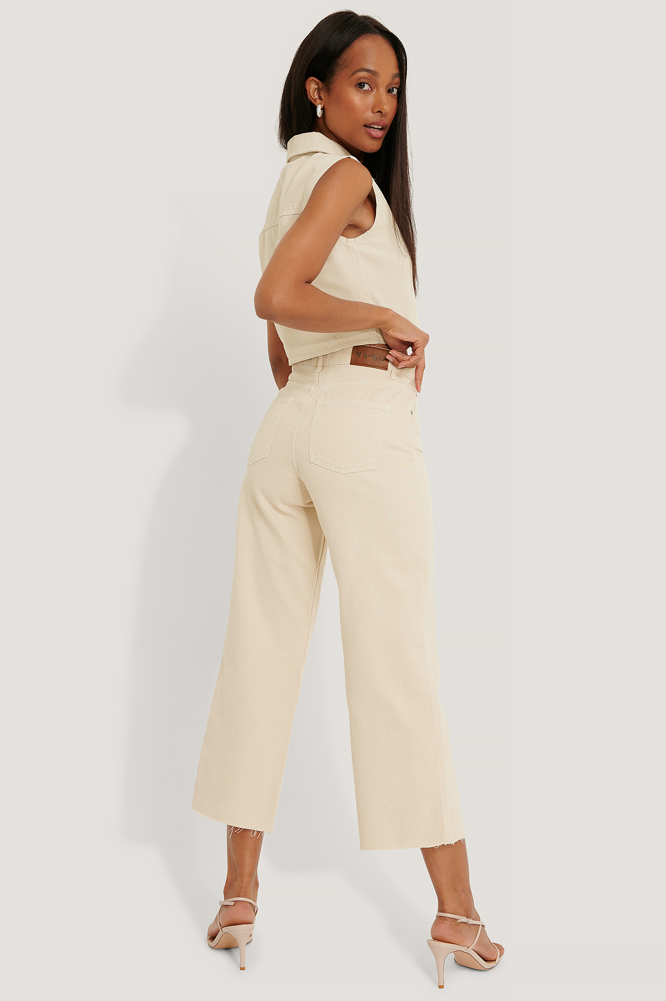 Jean Large Taille Haute Beige | na-kd.fr jean beige large