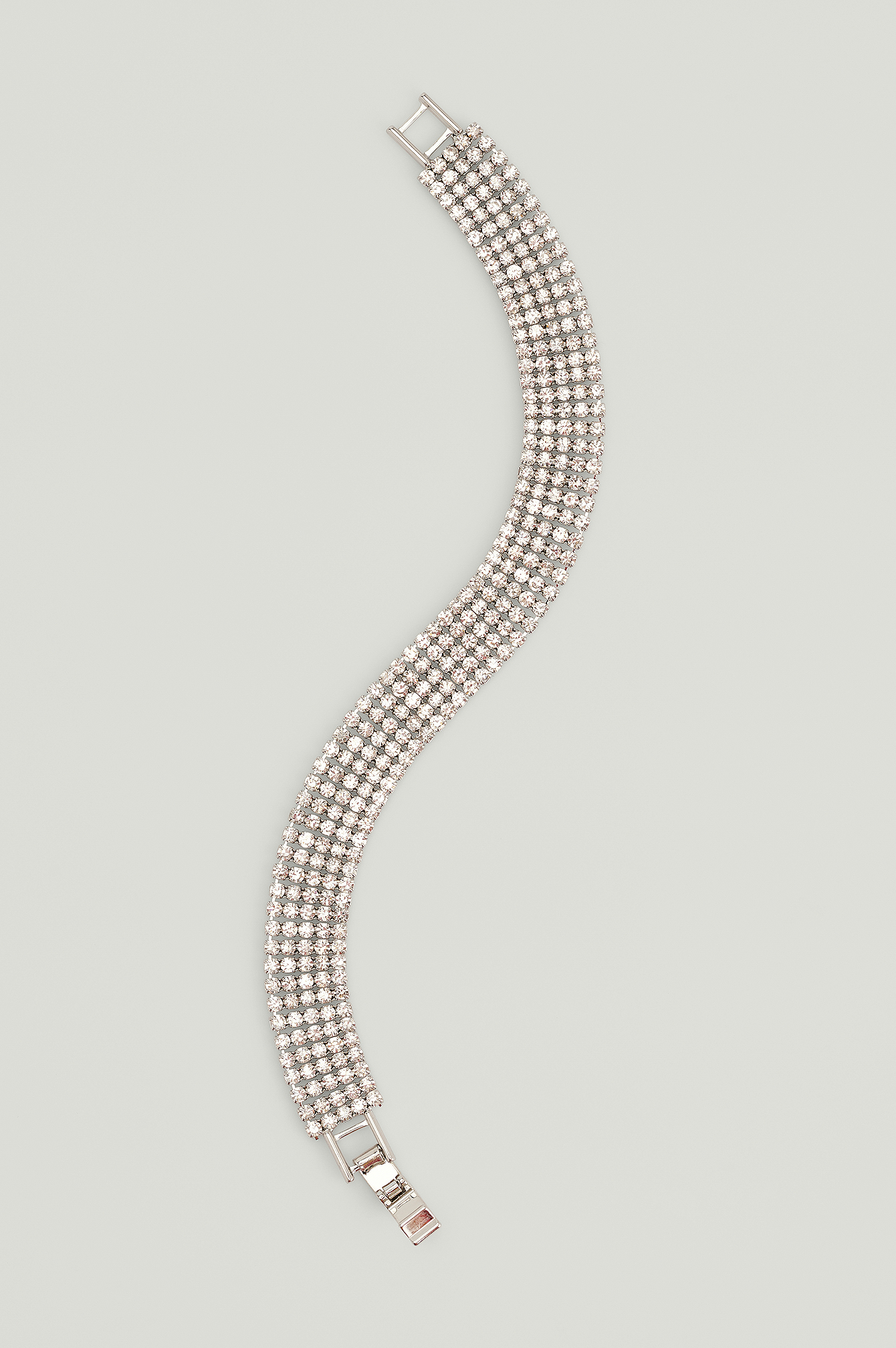 Silver Bracelet large en strass
