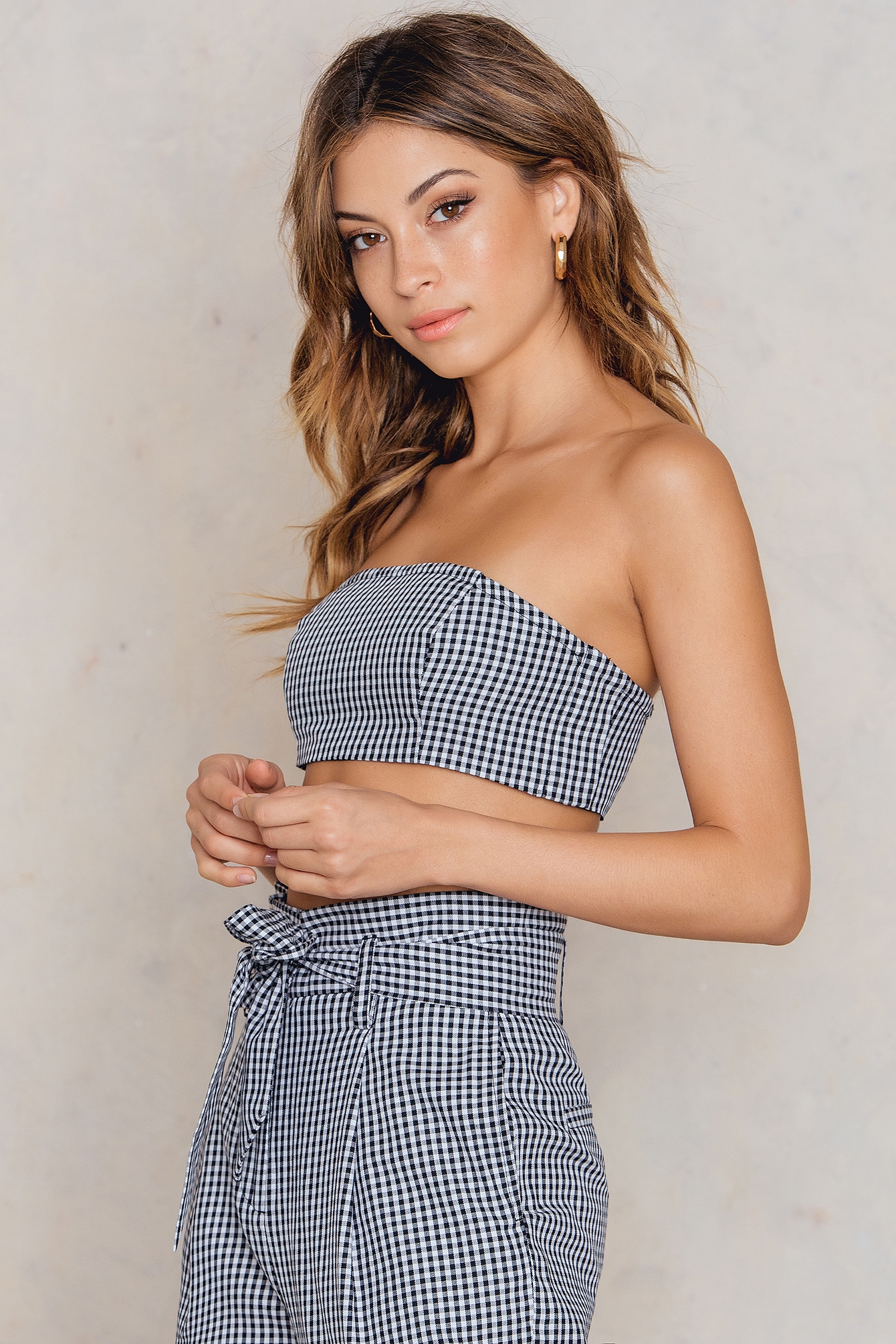 Gingham NA-KD Trend Woven Bandeau Top