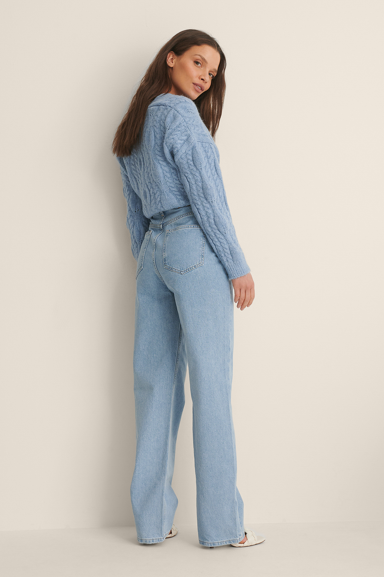 Vintage Blue Biologiques Jean Large Taille Haute